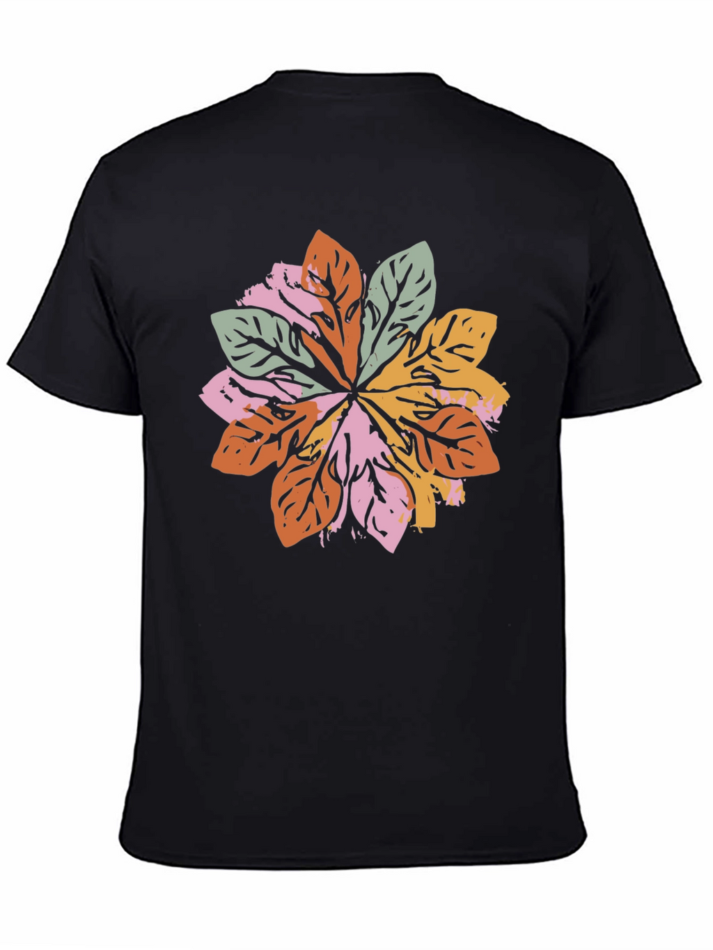 Leaf Mandala Graphic Black T-Shirt