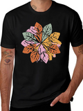 Leaf Mandala Graphic Black T-Shirt