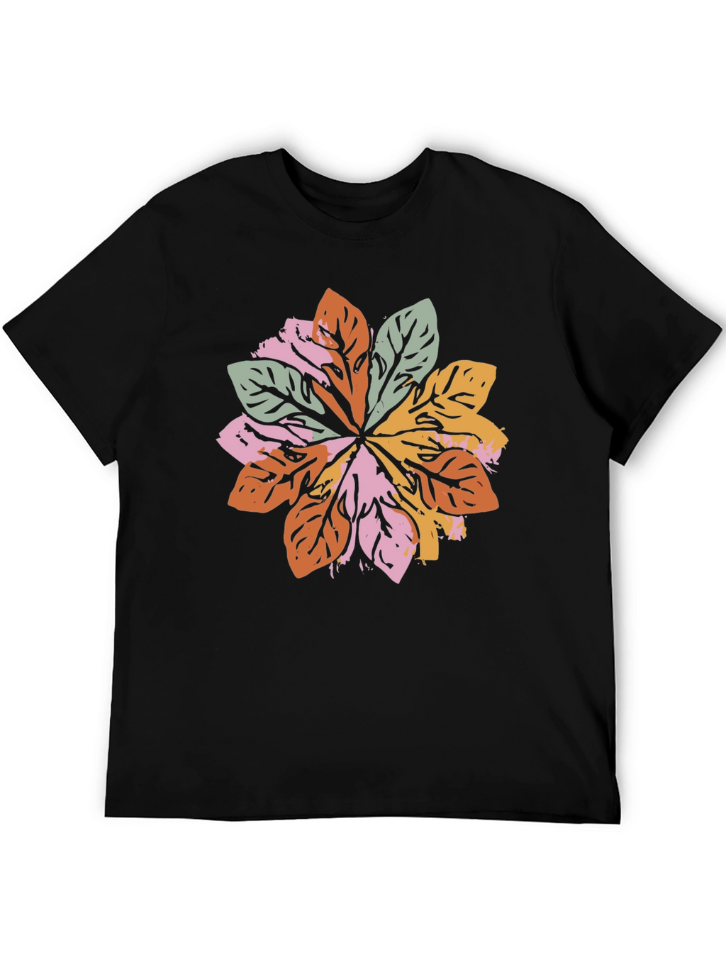 Leaf Mandala Graphic Black T-Shirt