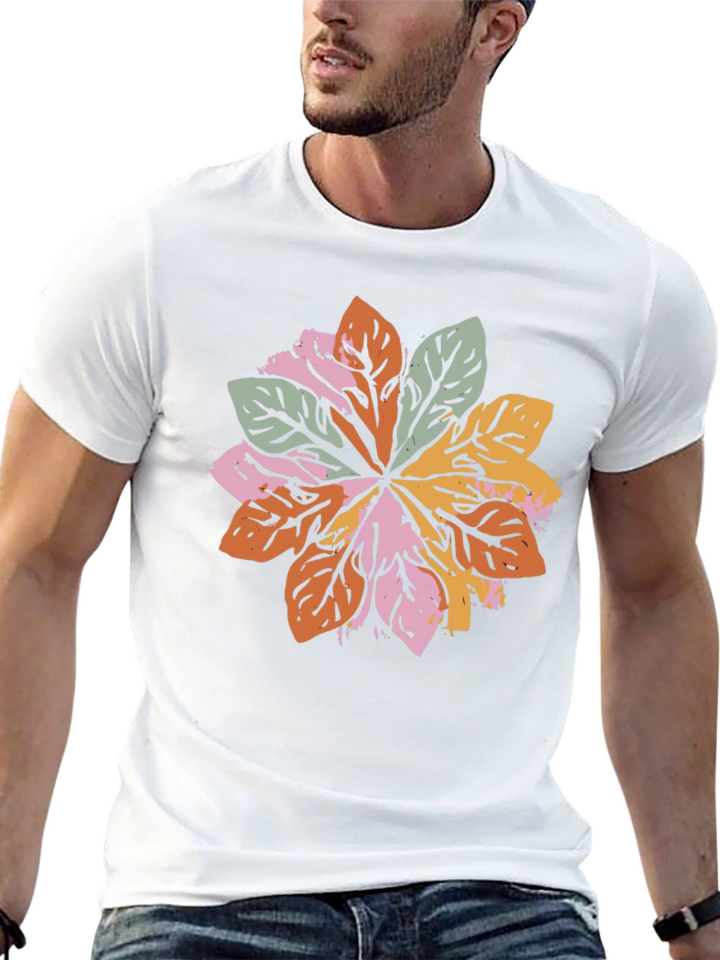 Leaf Mandala Graphic Black T-Shirt