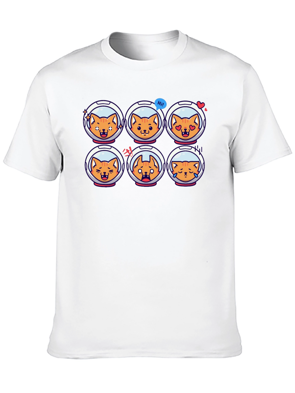 Astronaut Cat Emoji Black T-Shirt