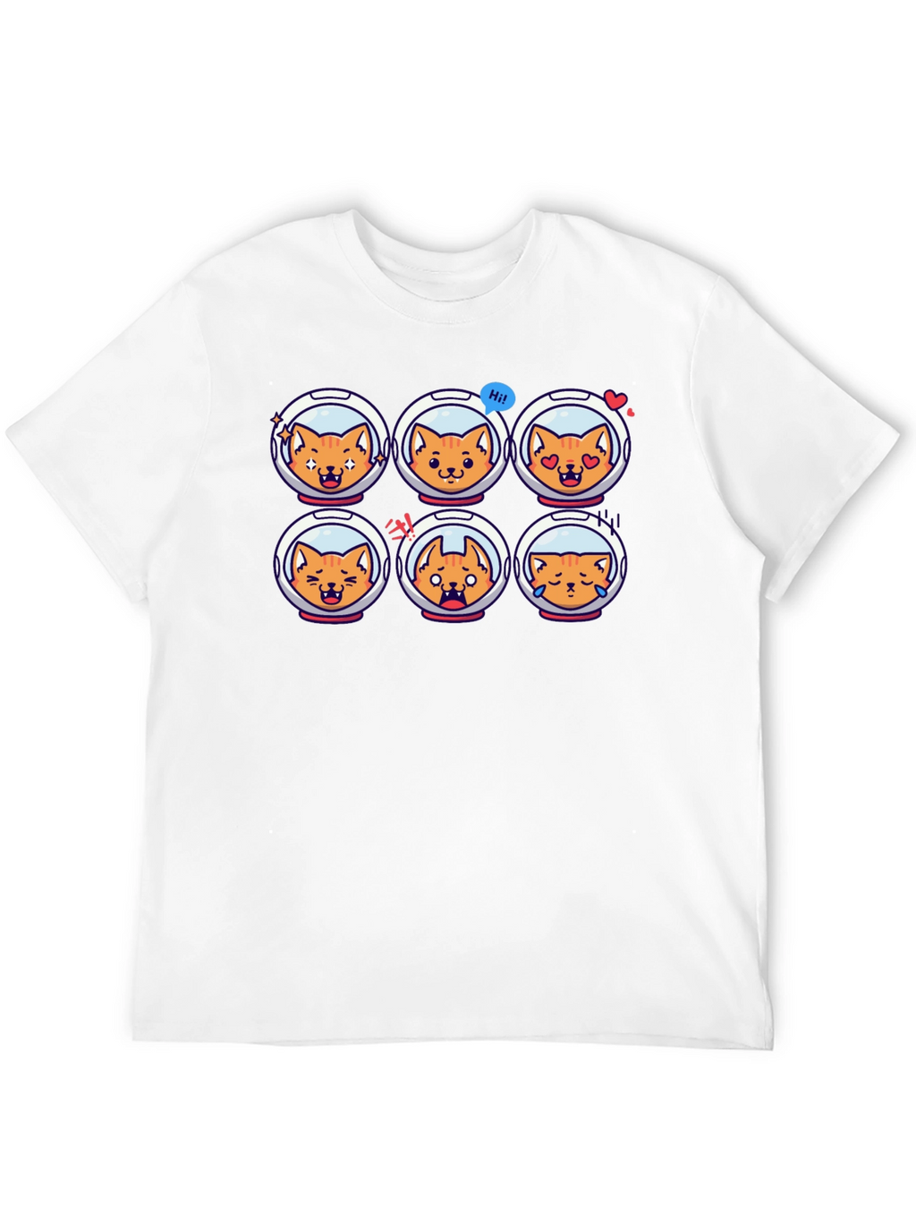 Astronaut Cat Emoji Black T-Shirt