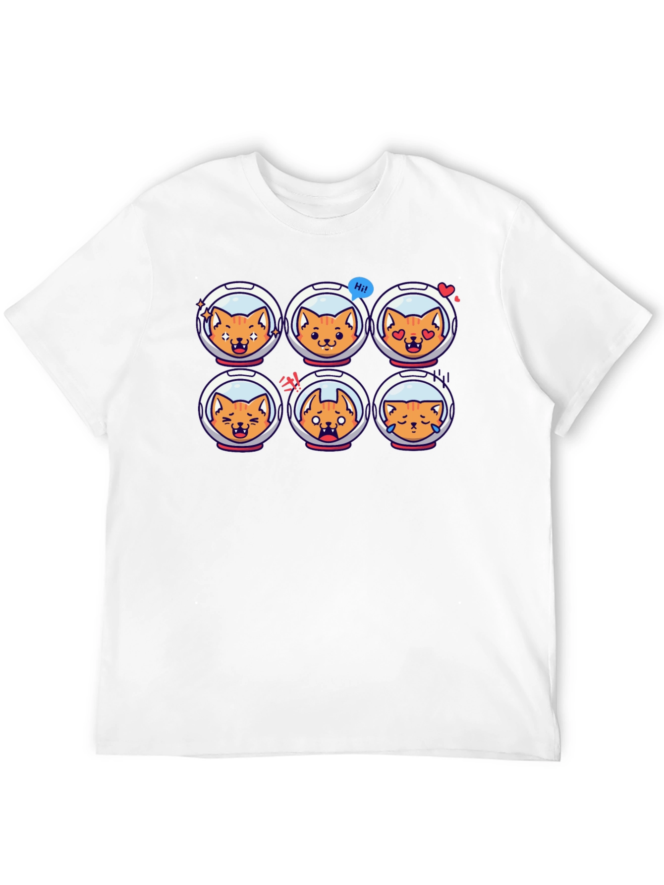 Astronaut Cat Emoji Black T-Shirt