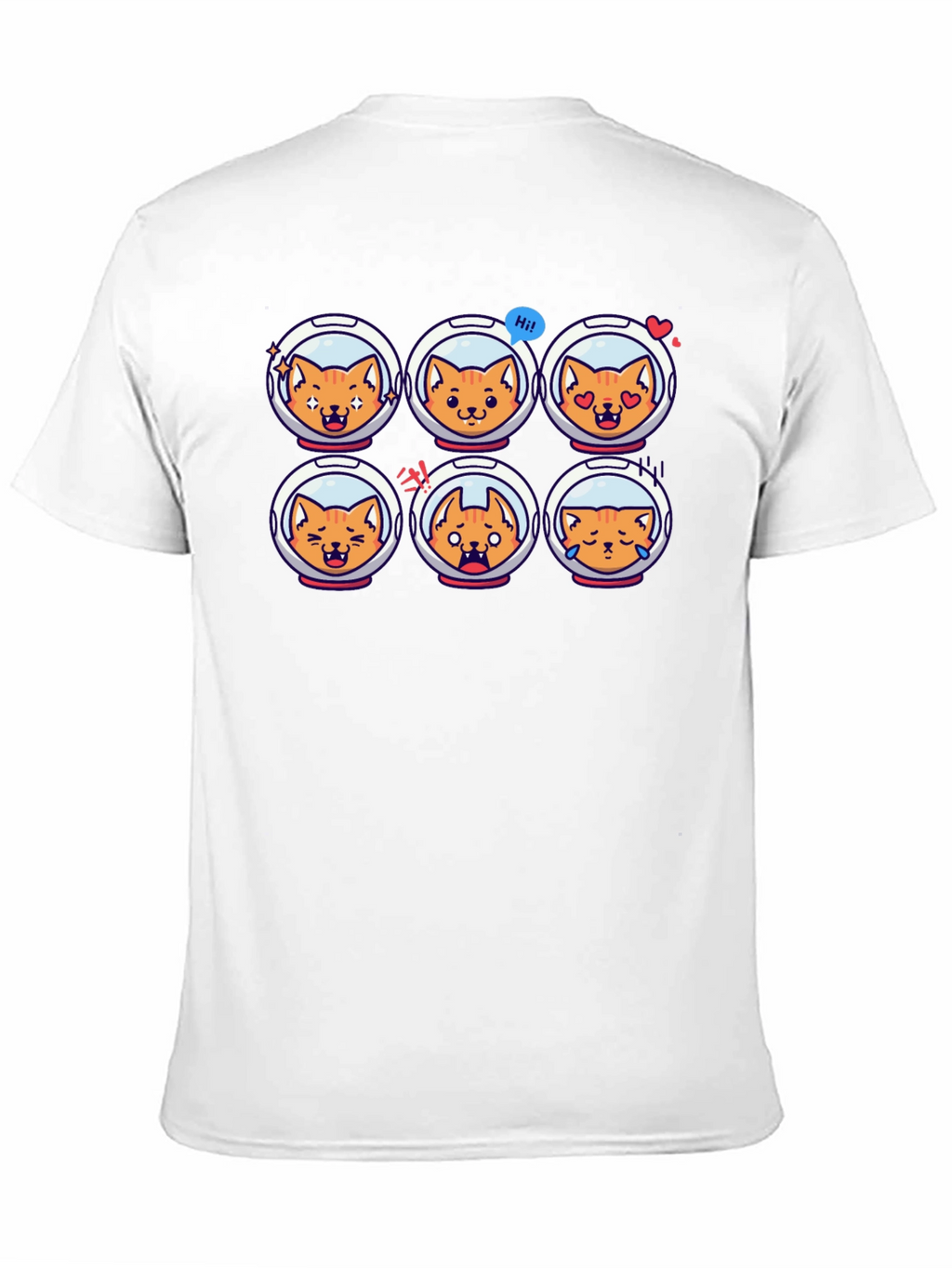 Astronaut Cat Emoji Black T-Shirt