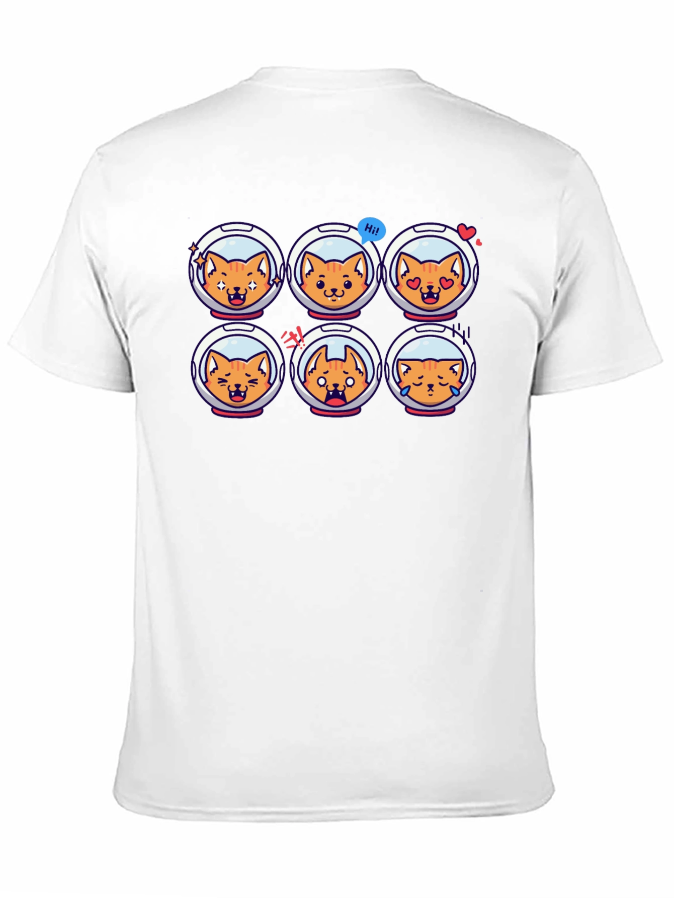 Astronaut Cat Emoji Black T-Shirt