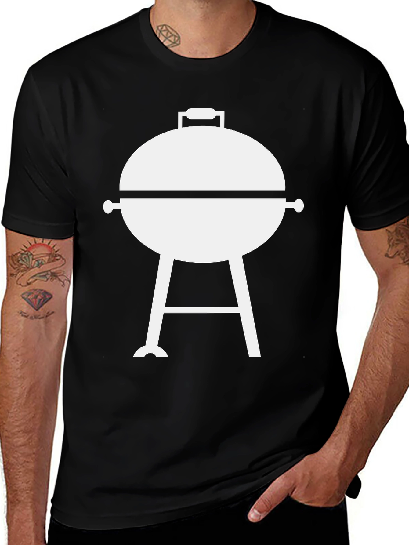 BBQ Grill Graphic Tee - Black Cotton Comfort