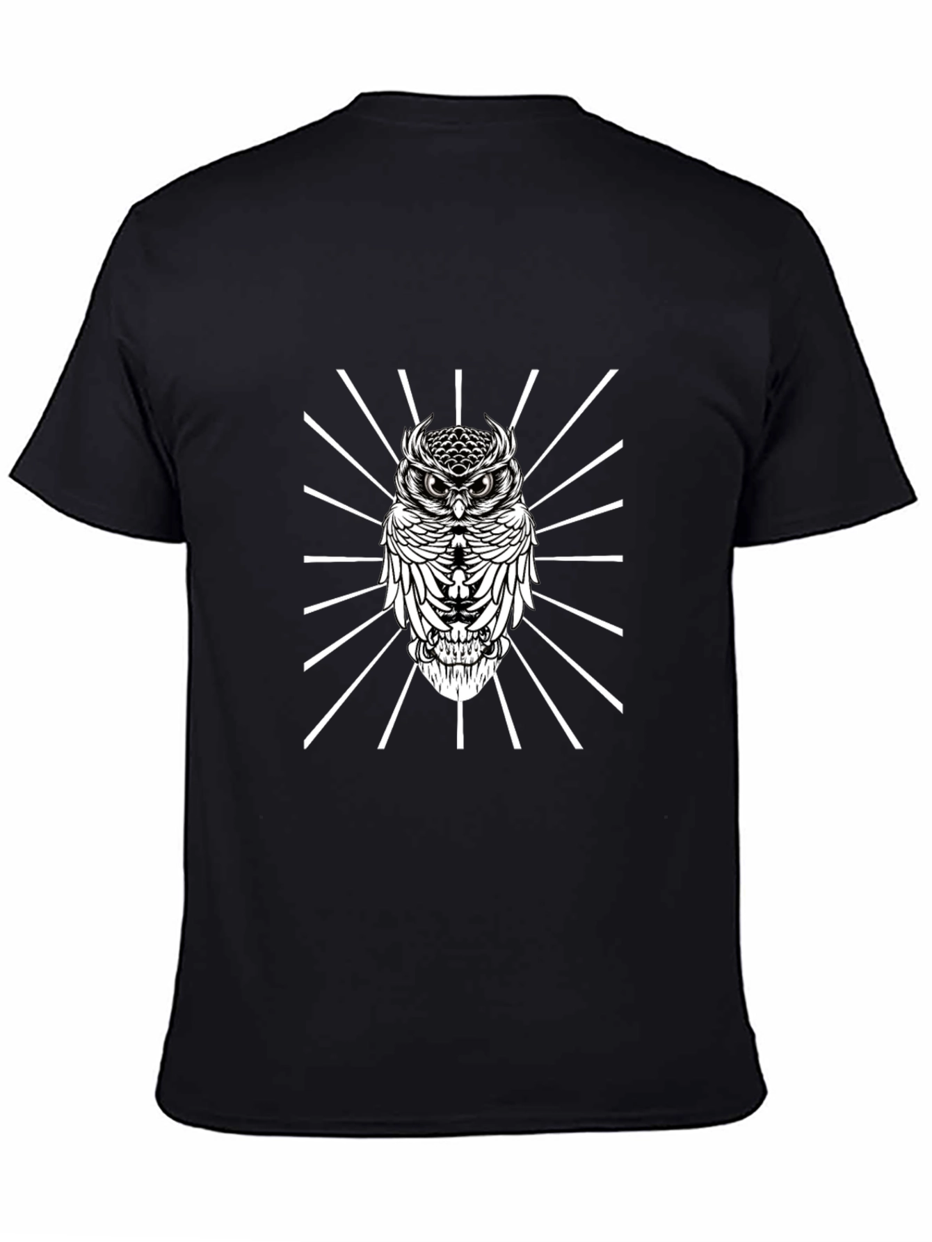 Owl Graphic Tee - Mens Black Crew Neck T-Shirt
