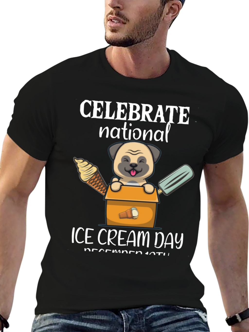 National Ice Cream Day Pug T-Shirt
