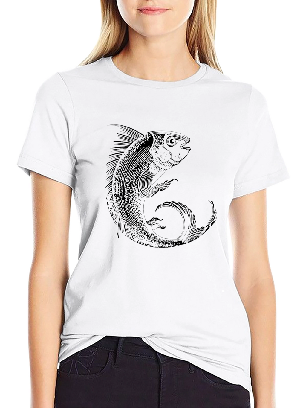 Mens Black Fish Graphic Tee