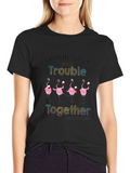 Funny Flamingo Trouble Together T-Shirt