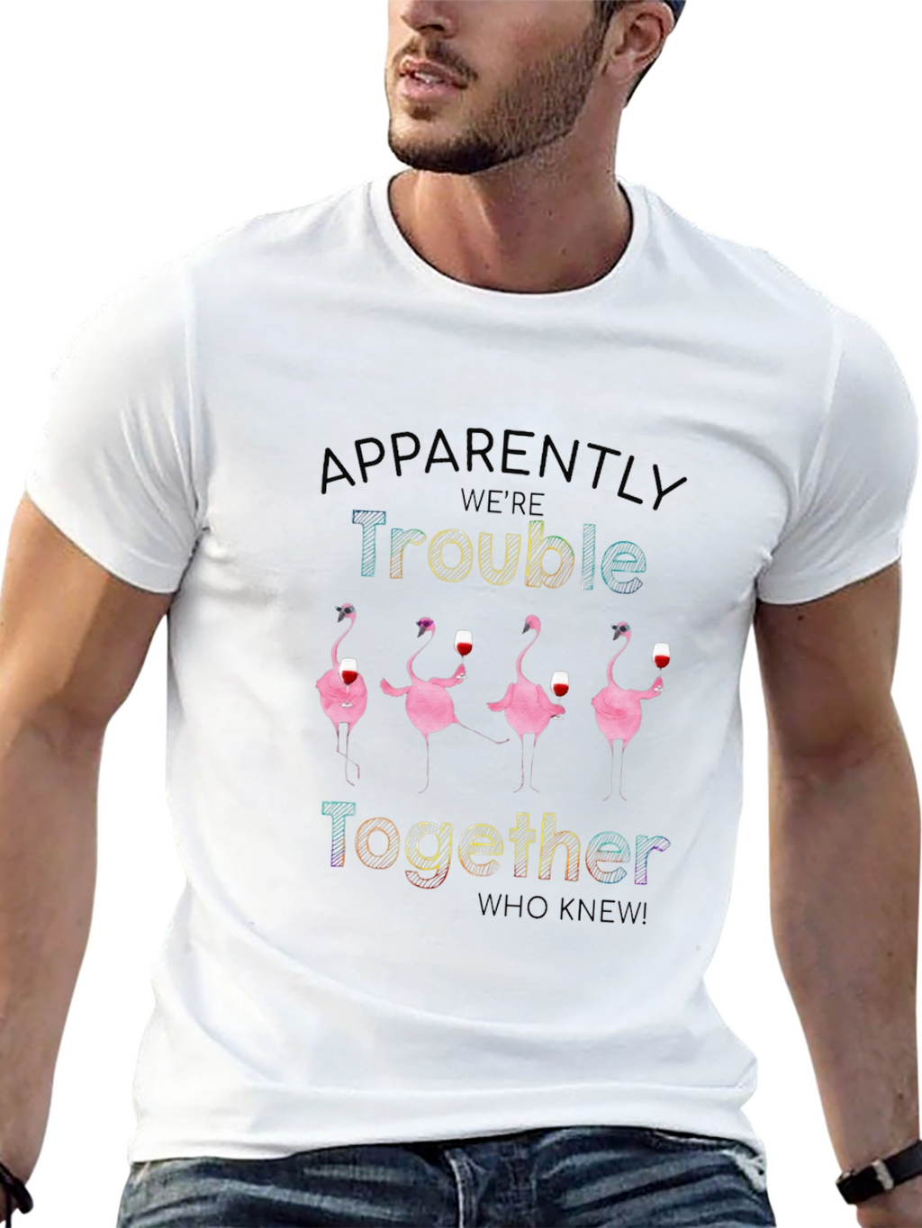 Funny Flamingo Trouble Together T-Shirt