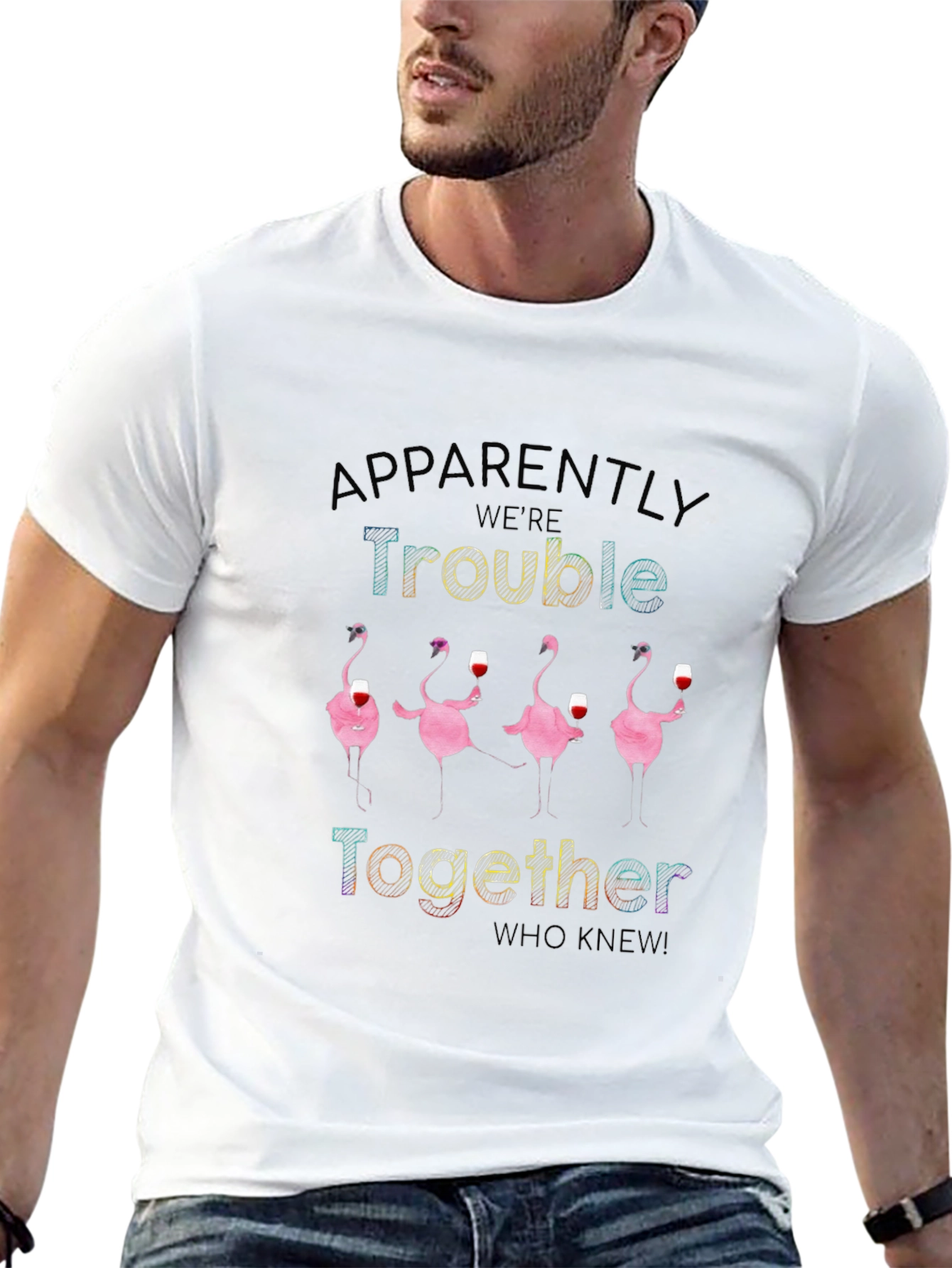 Funny Flamingo Trouble Together T-Shirt