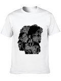 Abstract Faces Graphic Black T-Shirt