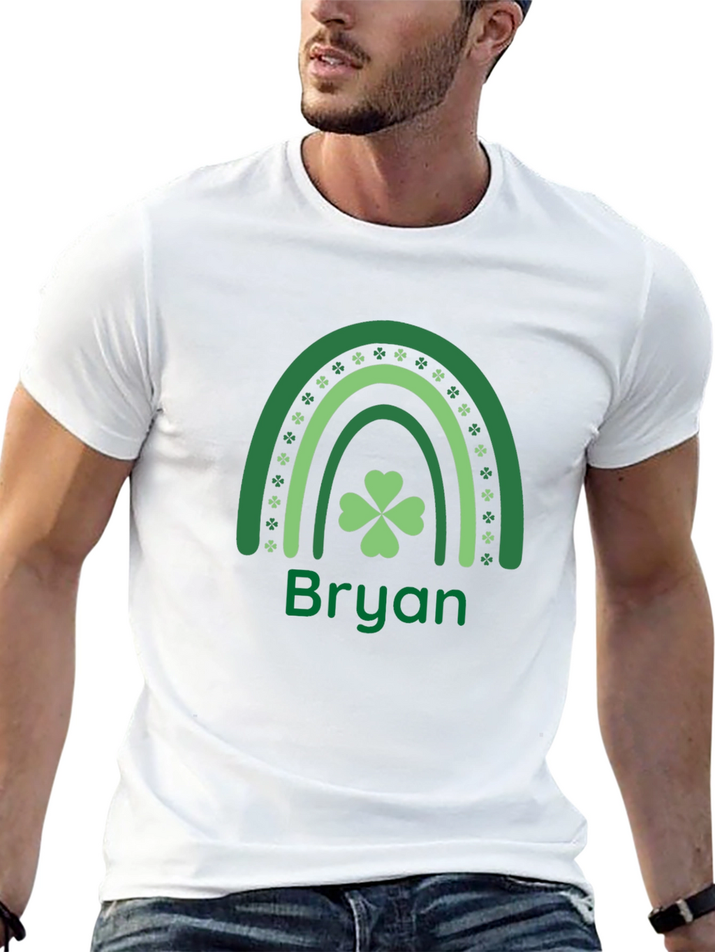 St. Patricks Day Bryan Rainbow Shamrock T-Shirt
