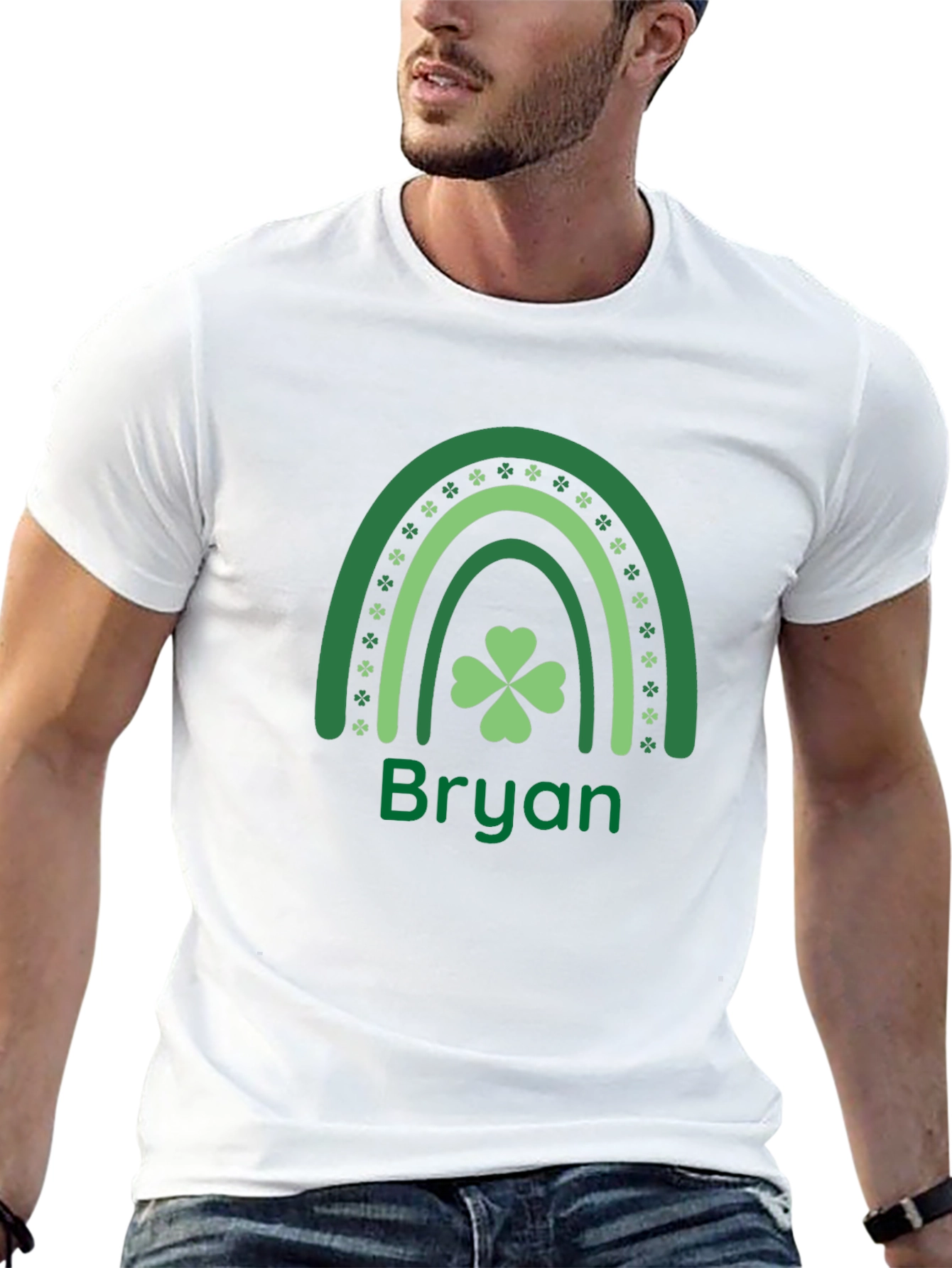 St. Patricks Day Bryan Rainbow Shamrock T-Shirt