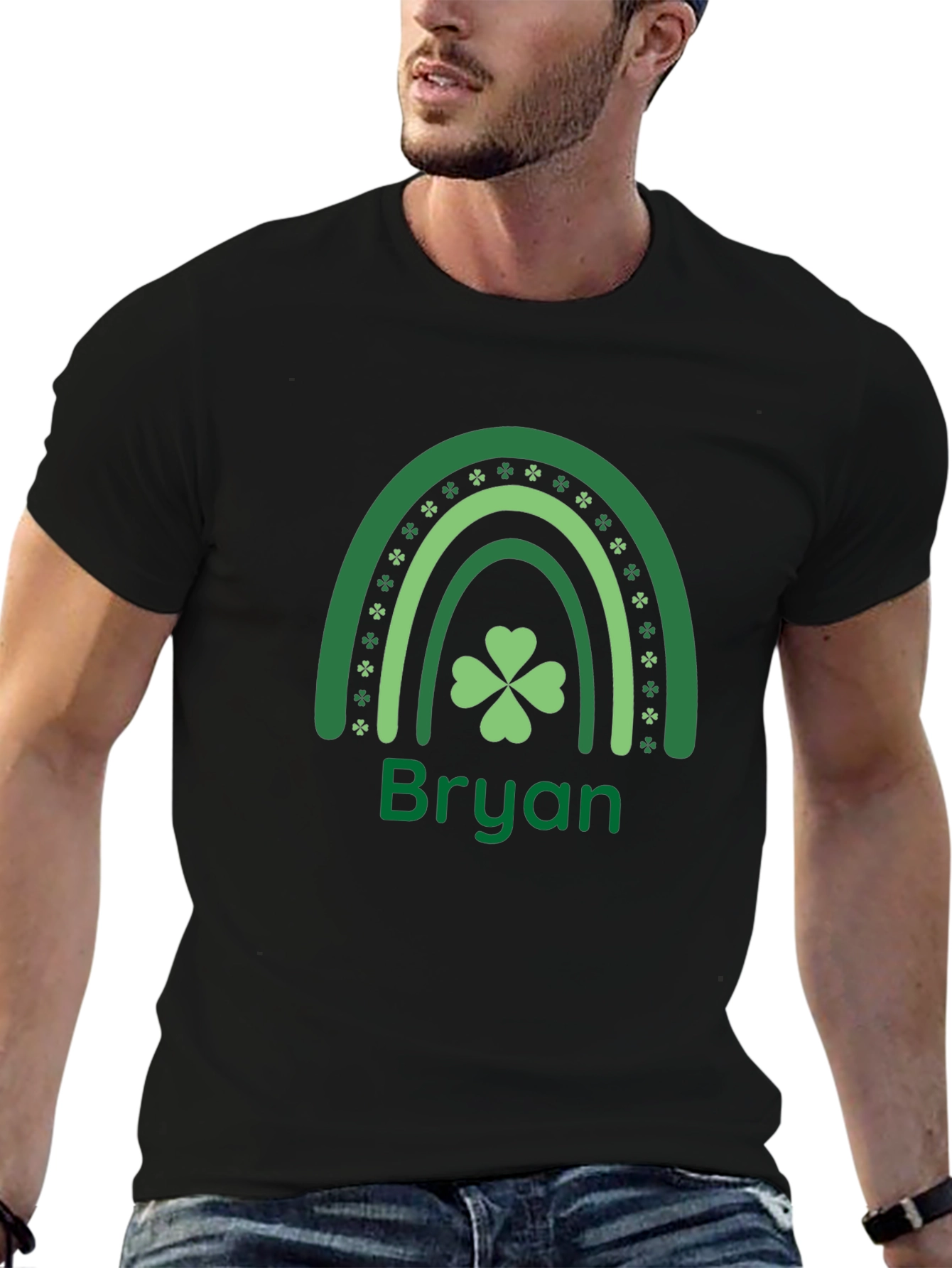 St. Patricks Day Bryan Rainbow Shamrock T-Shirt