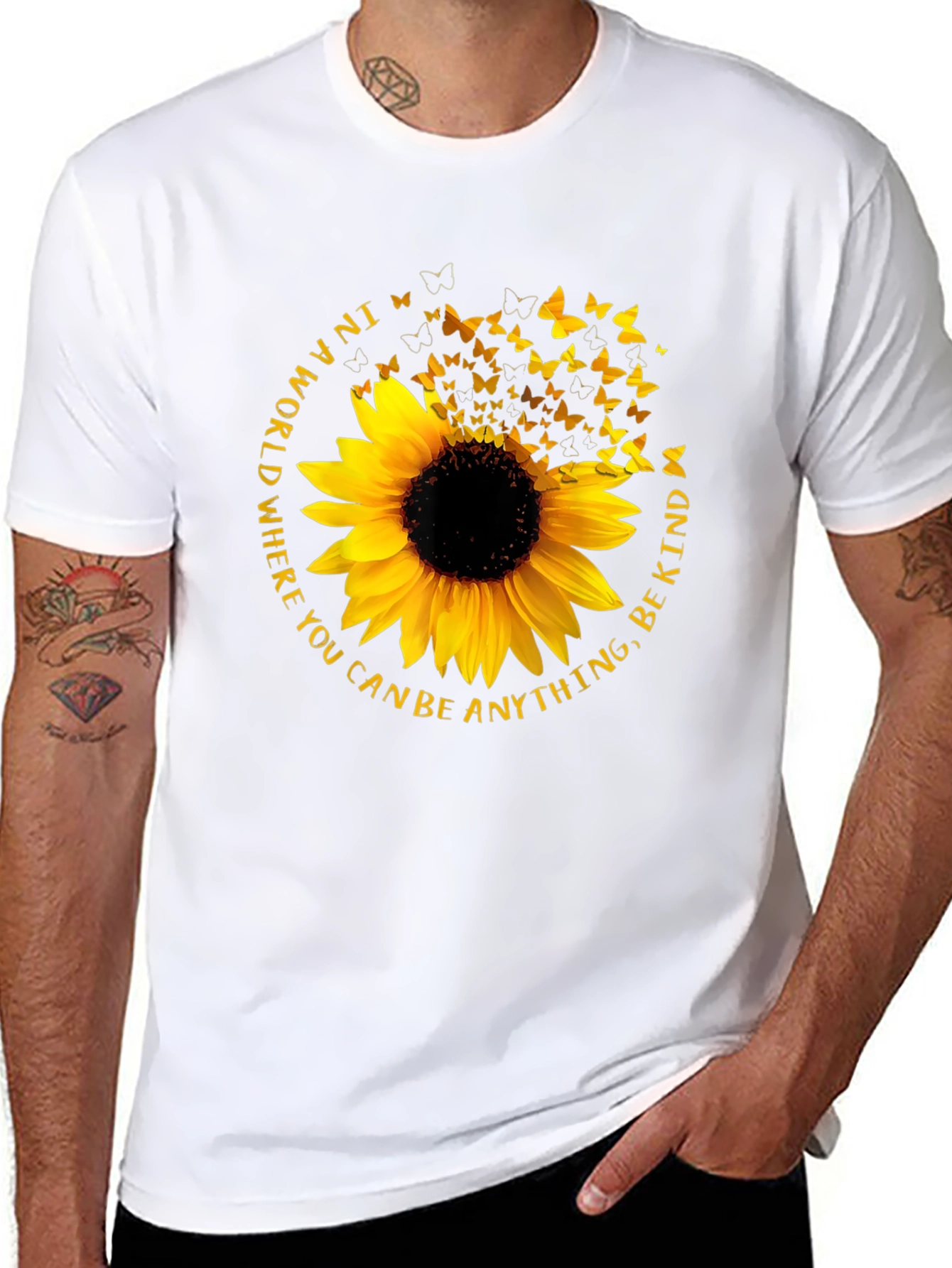 Sunflower Butterfly Be Kind T-Shirt