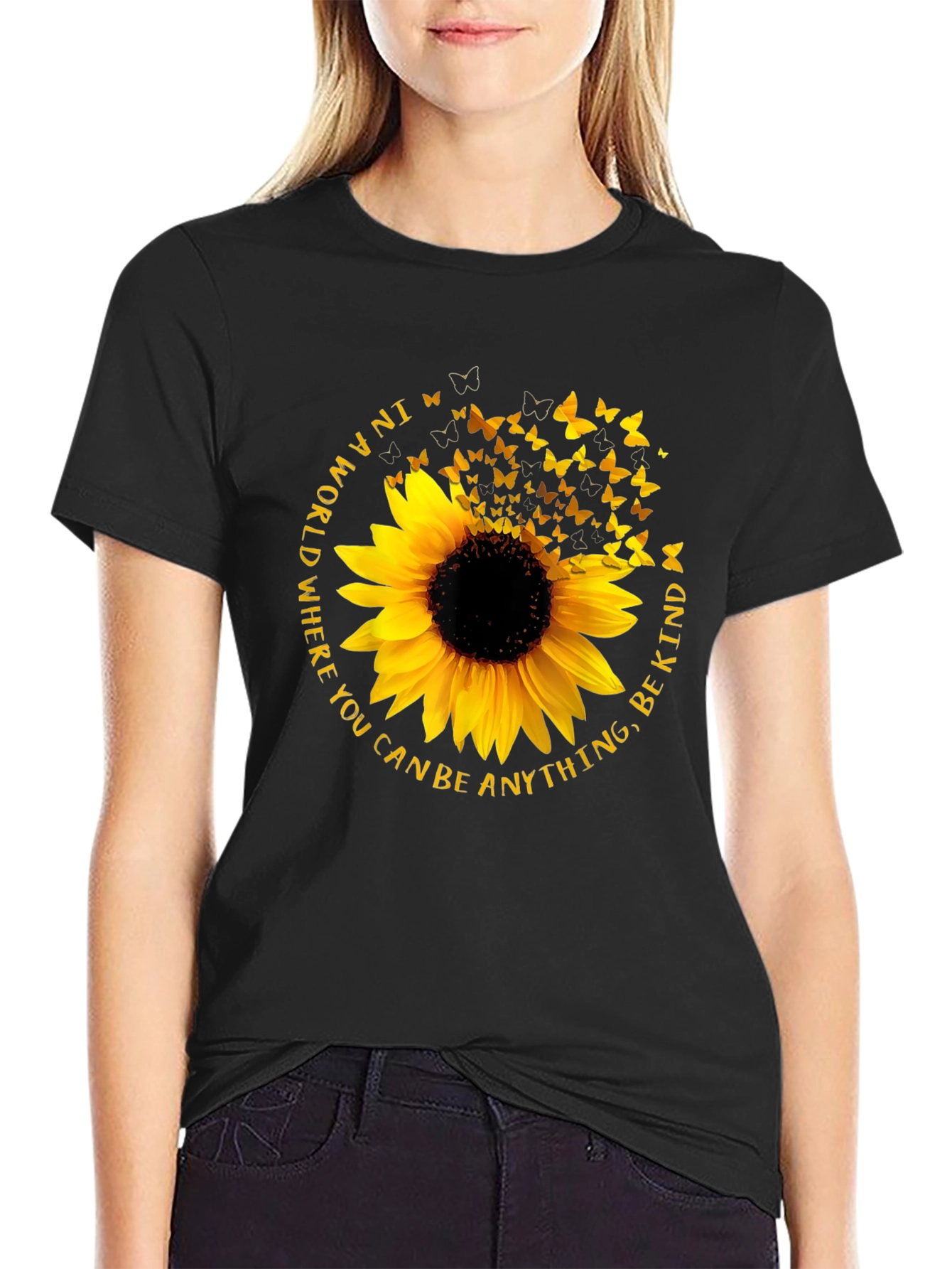 Sunflower Butterfly Be Kind T-Shirt
