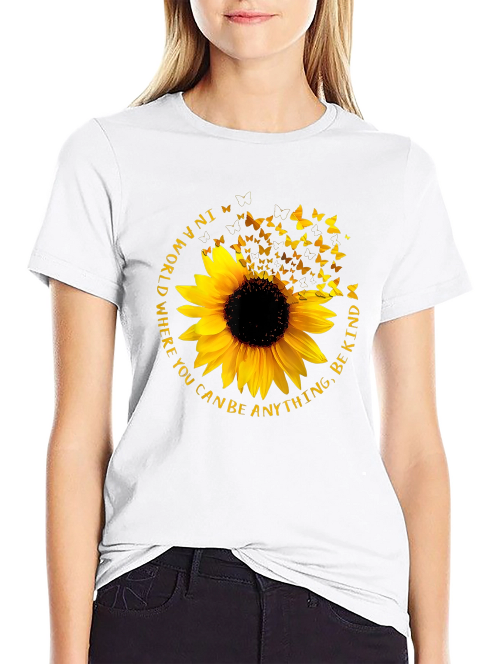 Sunflower Butterfly Be Kind T-Shirt
