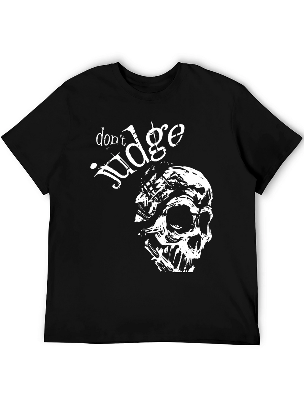 Dont Judge Skull Graphic Tee - Black Crew Neck
