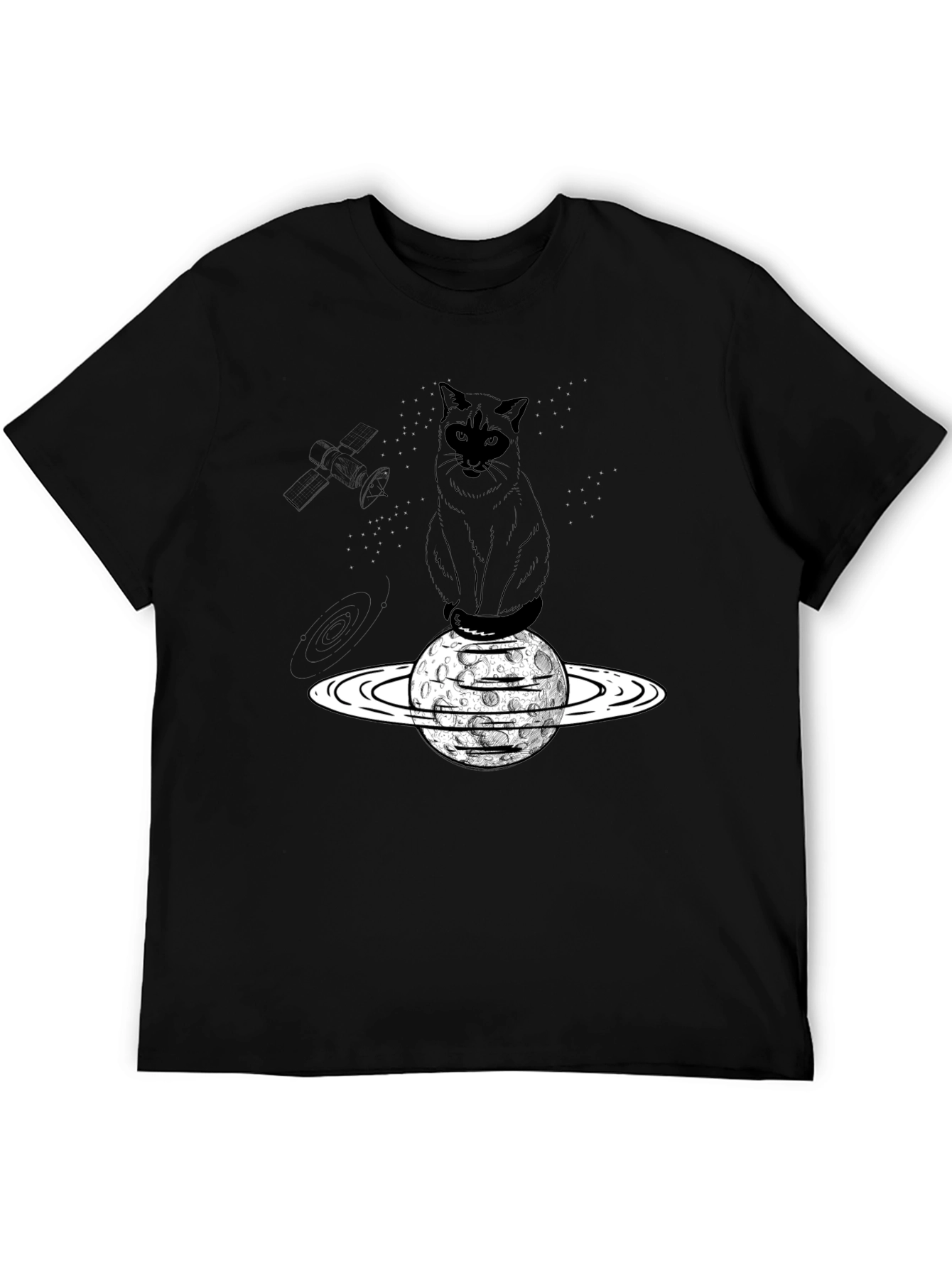 Cosmic Cat T-Shirt - Black Cotton Blend