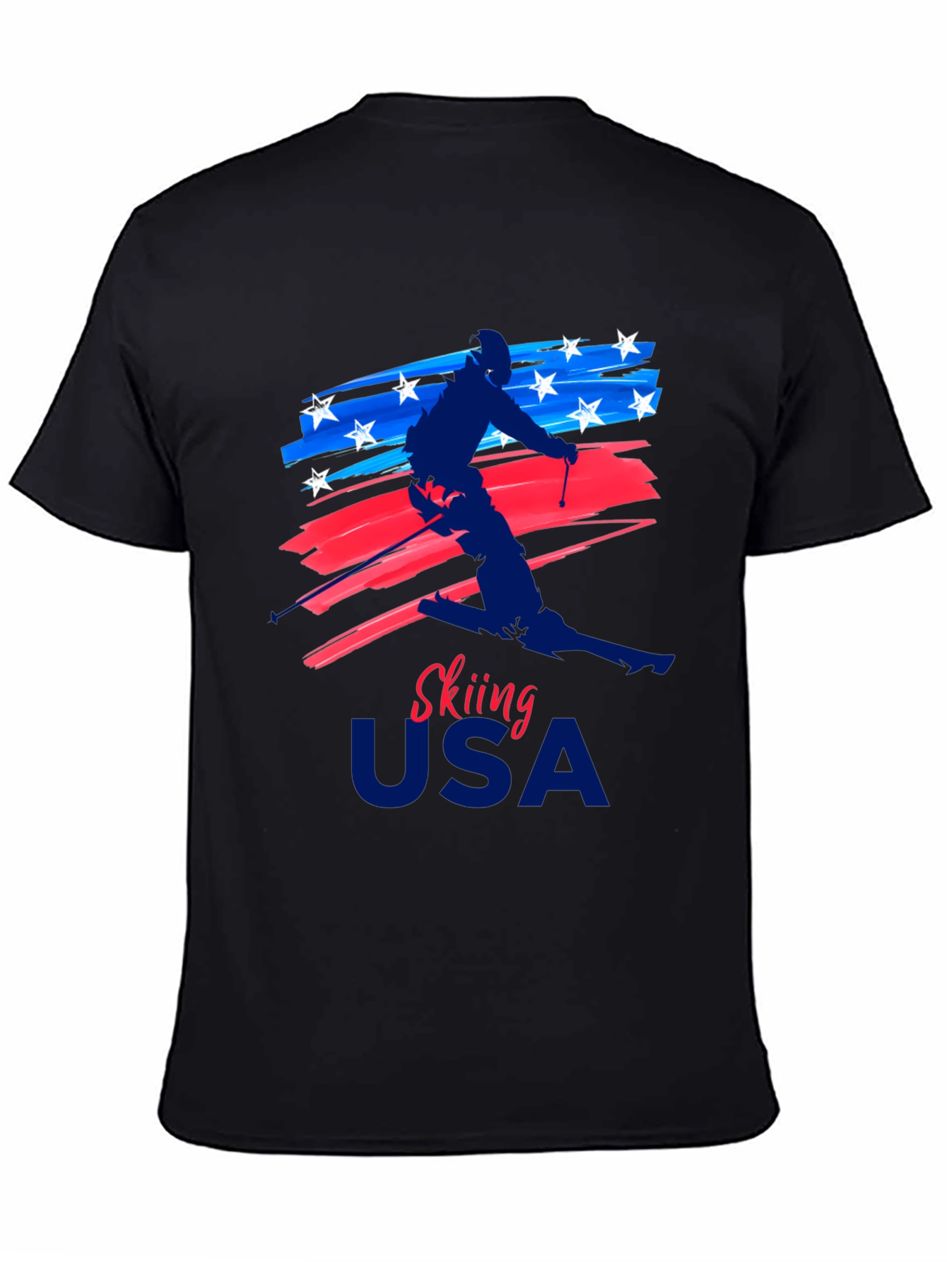 Skiing USA Patriotic Graphic Tee