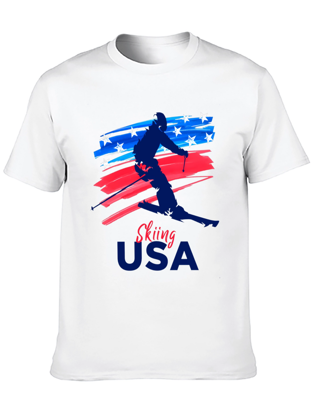 Skiing USA Patriotic Graphic Tee