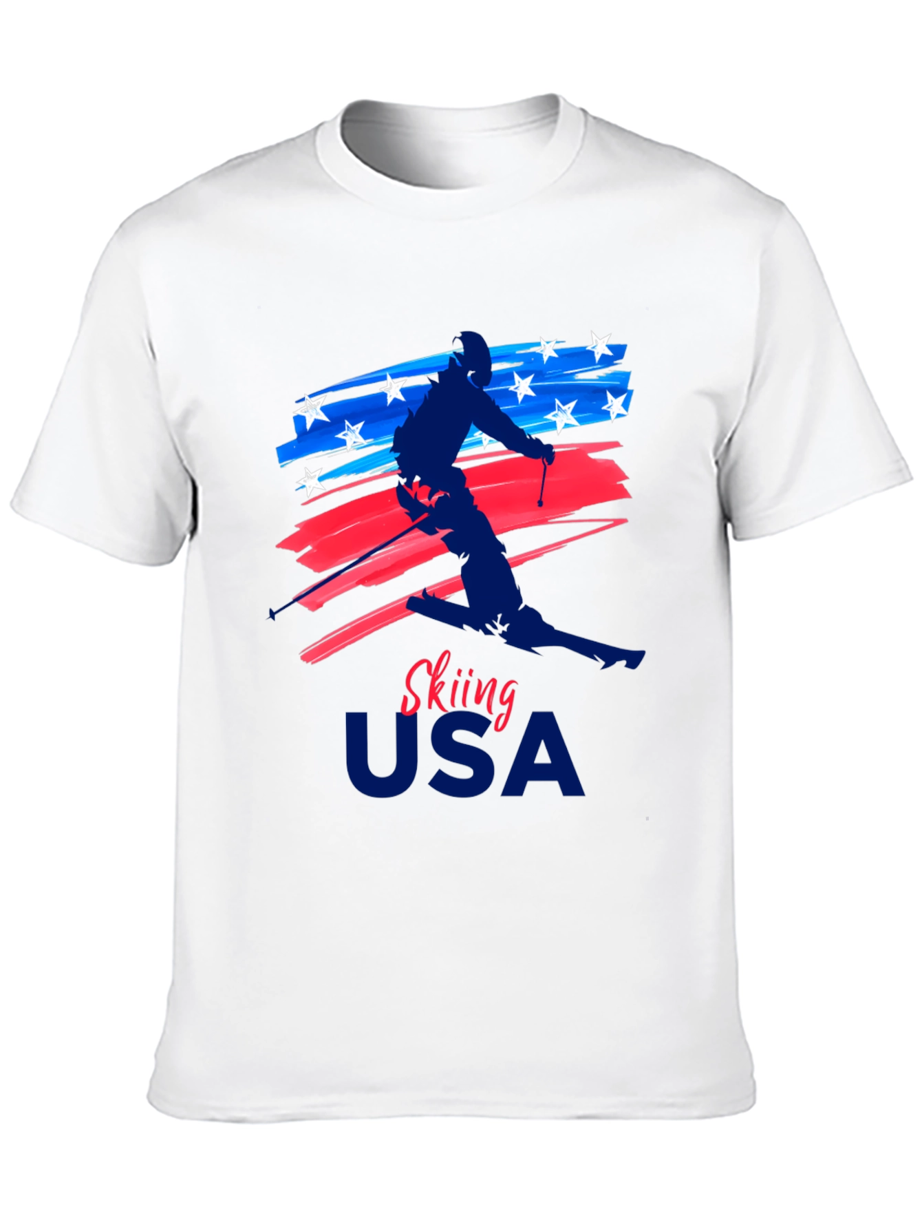 Skiing USA Patriotic Graphic Tee