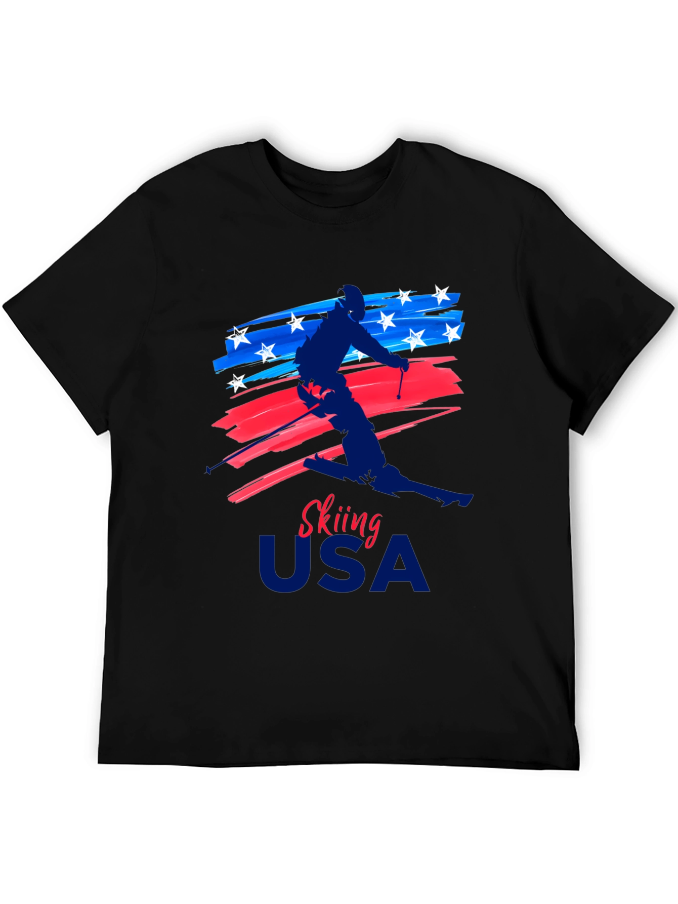 Skiing USA Patriotic Graphic Tee