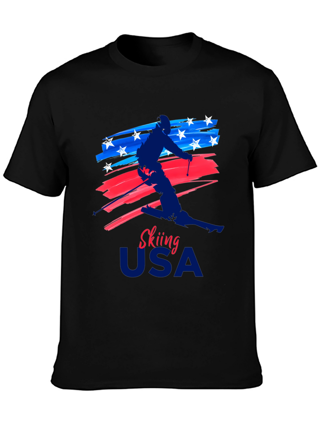 Skiing USA Patriotic Graphic Tee