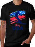 Skiing USA Patriotic Graphic Tee