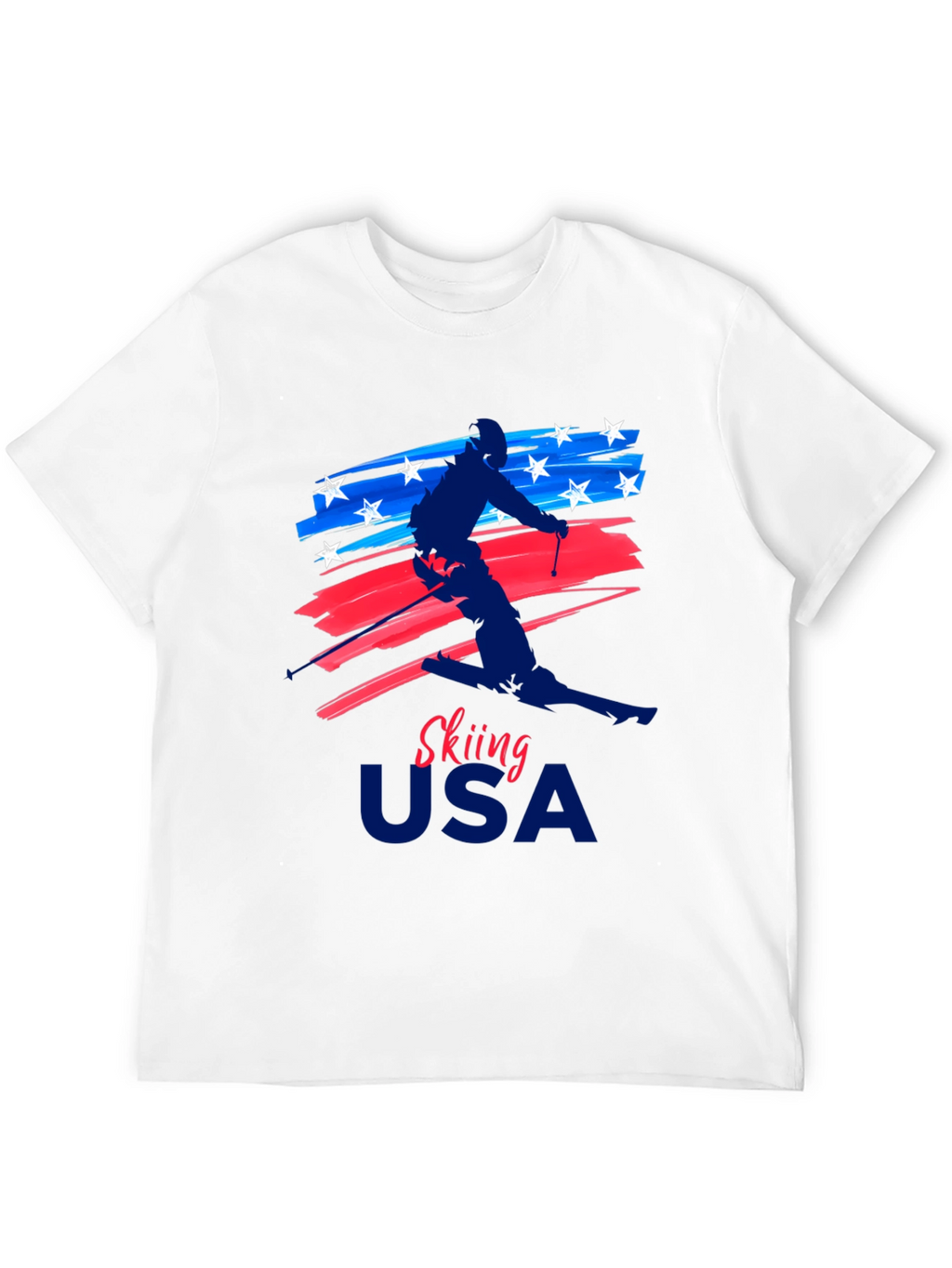 Skiing USA Patriotic Graphic Tee