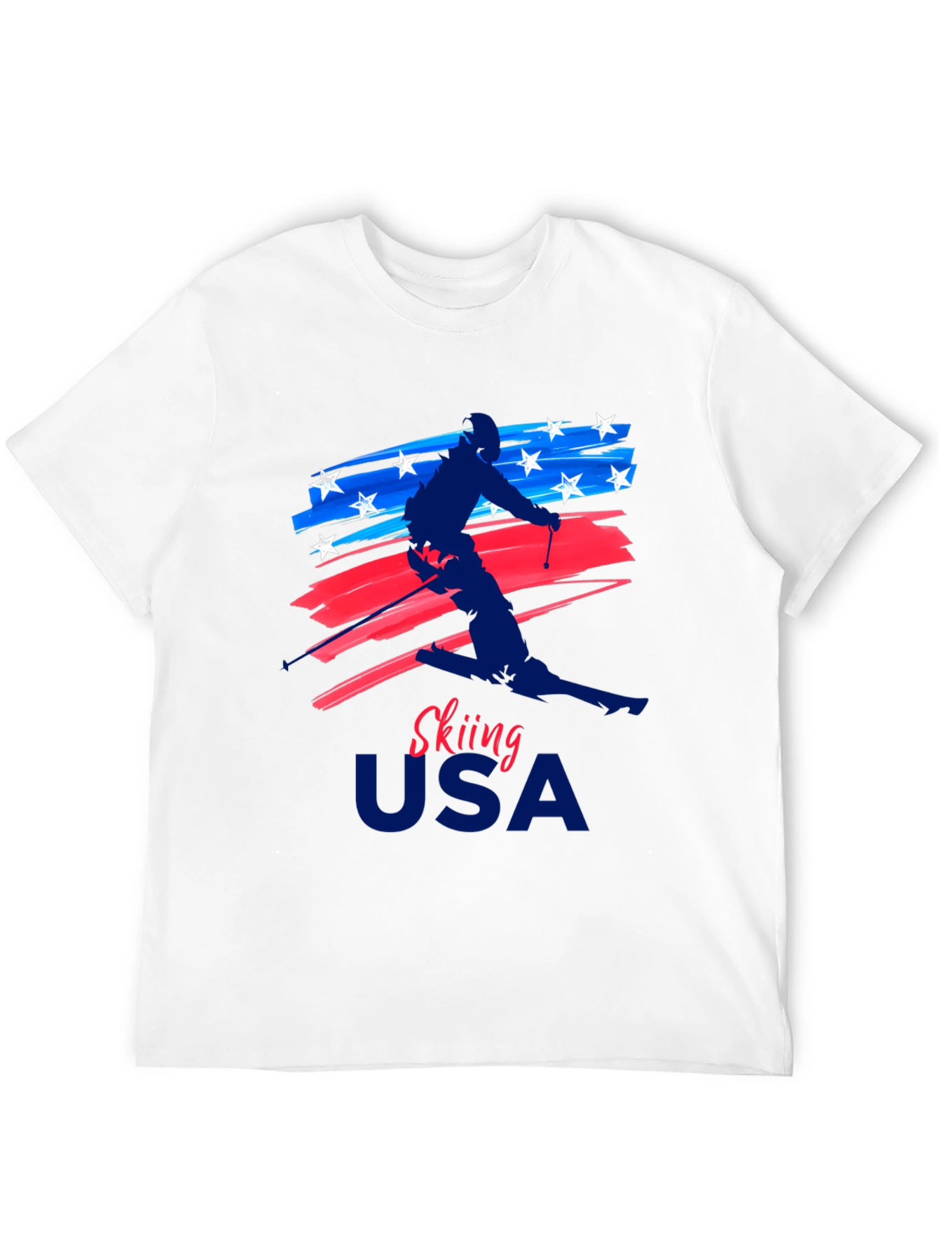 Skiing USA Patriotic Graphic Tee