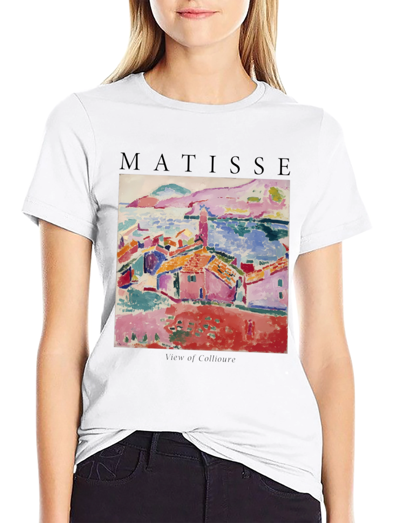 Matisse Art T-Shirt - View of Collioure Black Cotton Tee