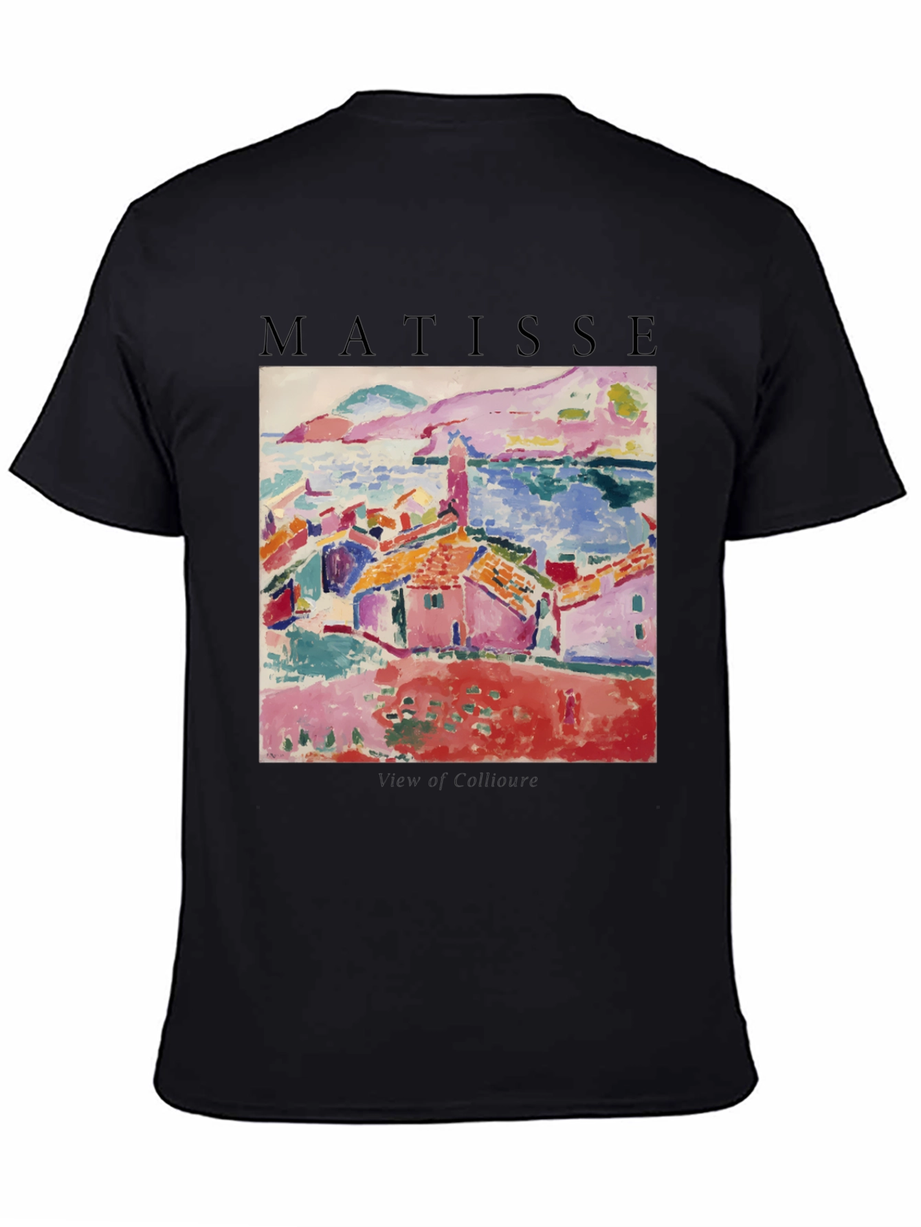 Matisse Art T-Shirt - View of Collioure Black Cotton Tee