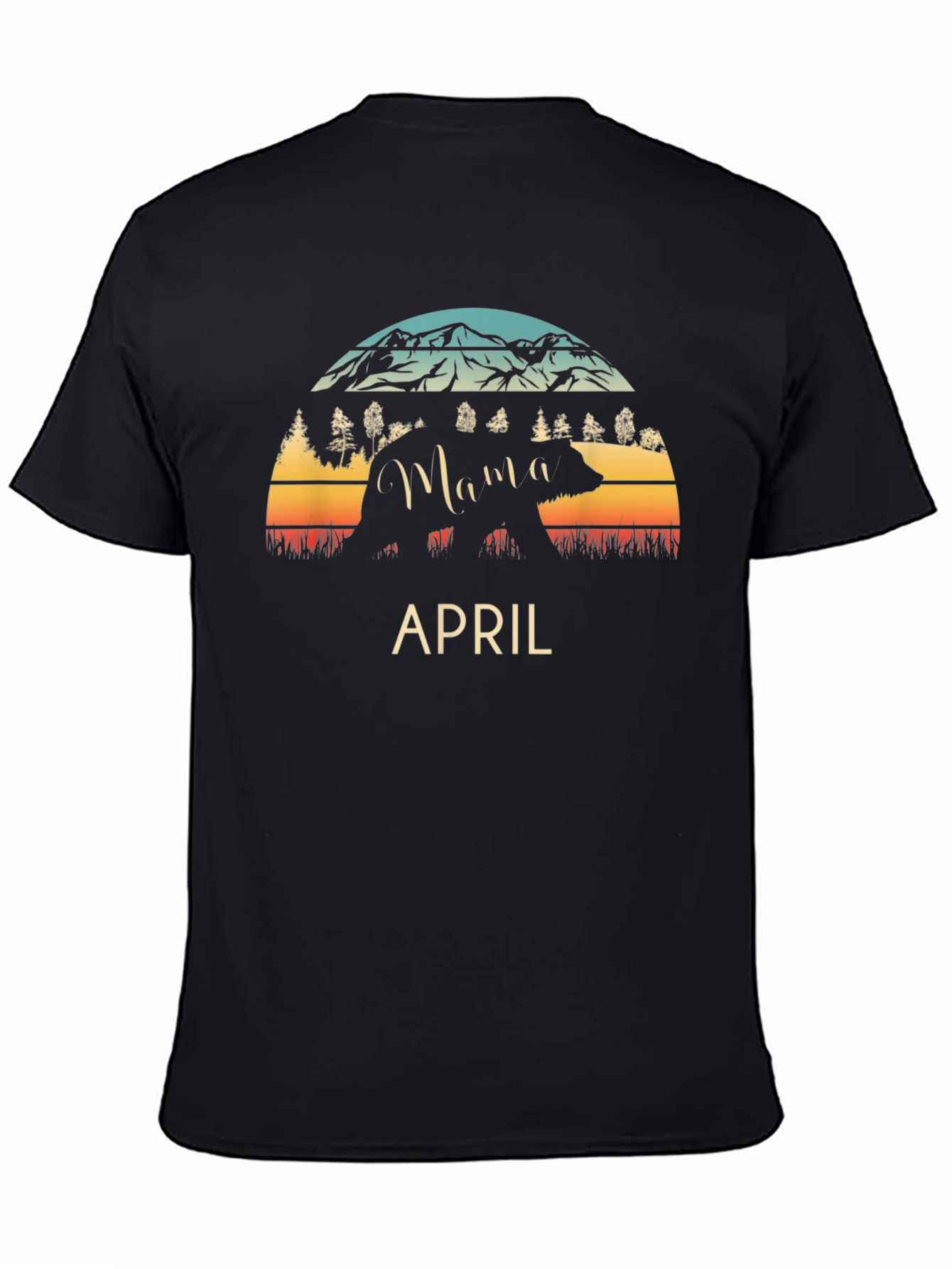 Mama Bear April T-Shirt - Mountain Sunset Design