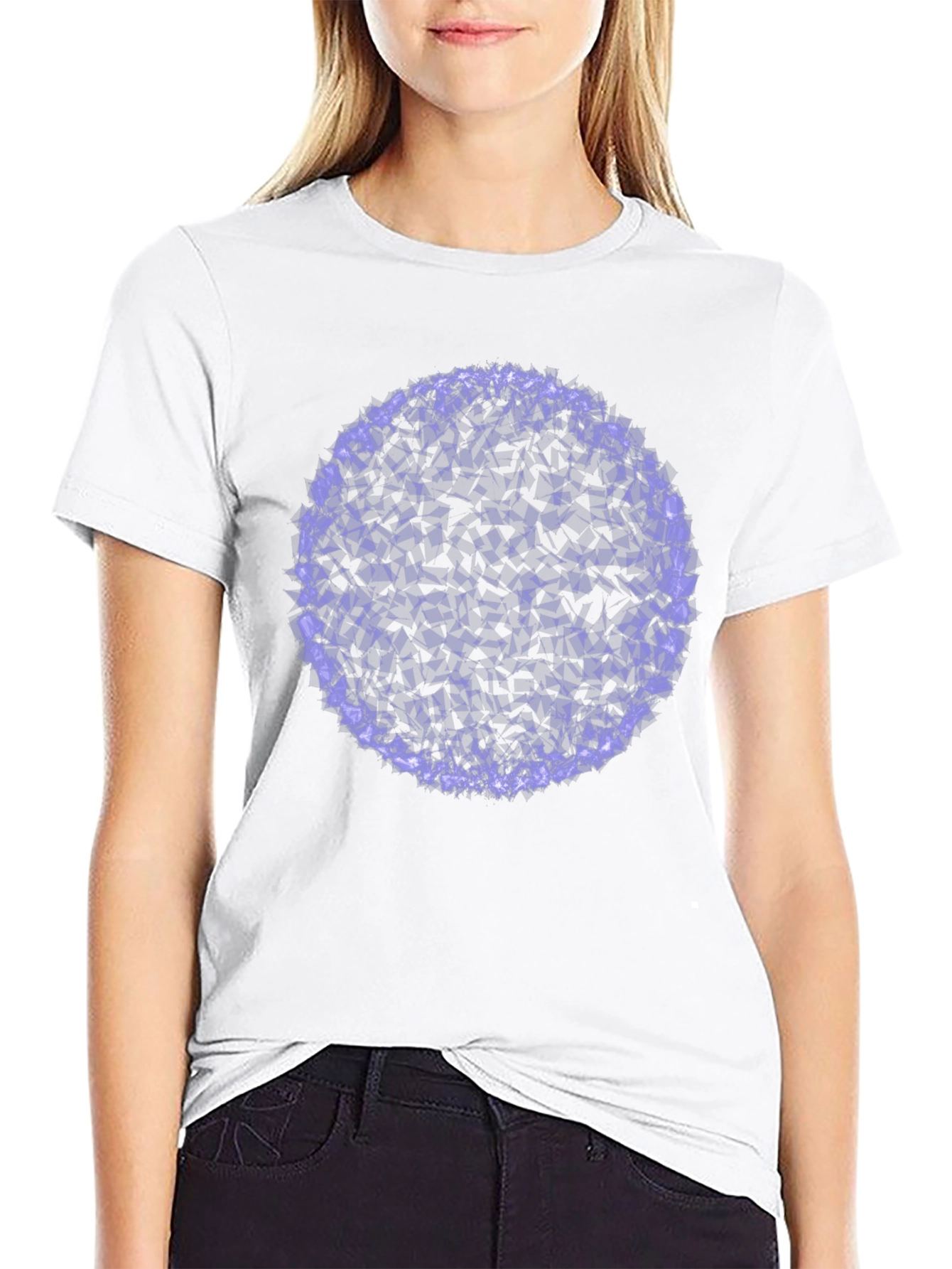 Abstract Purple Circle Graphic Black T-Shirt
