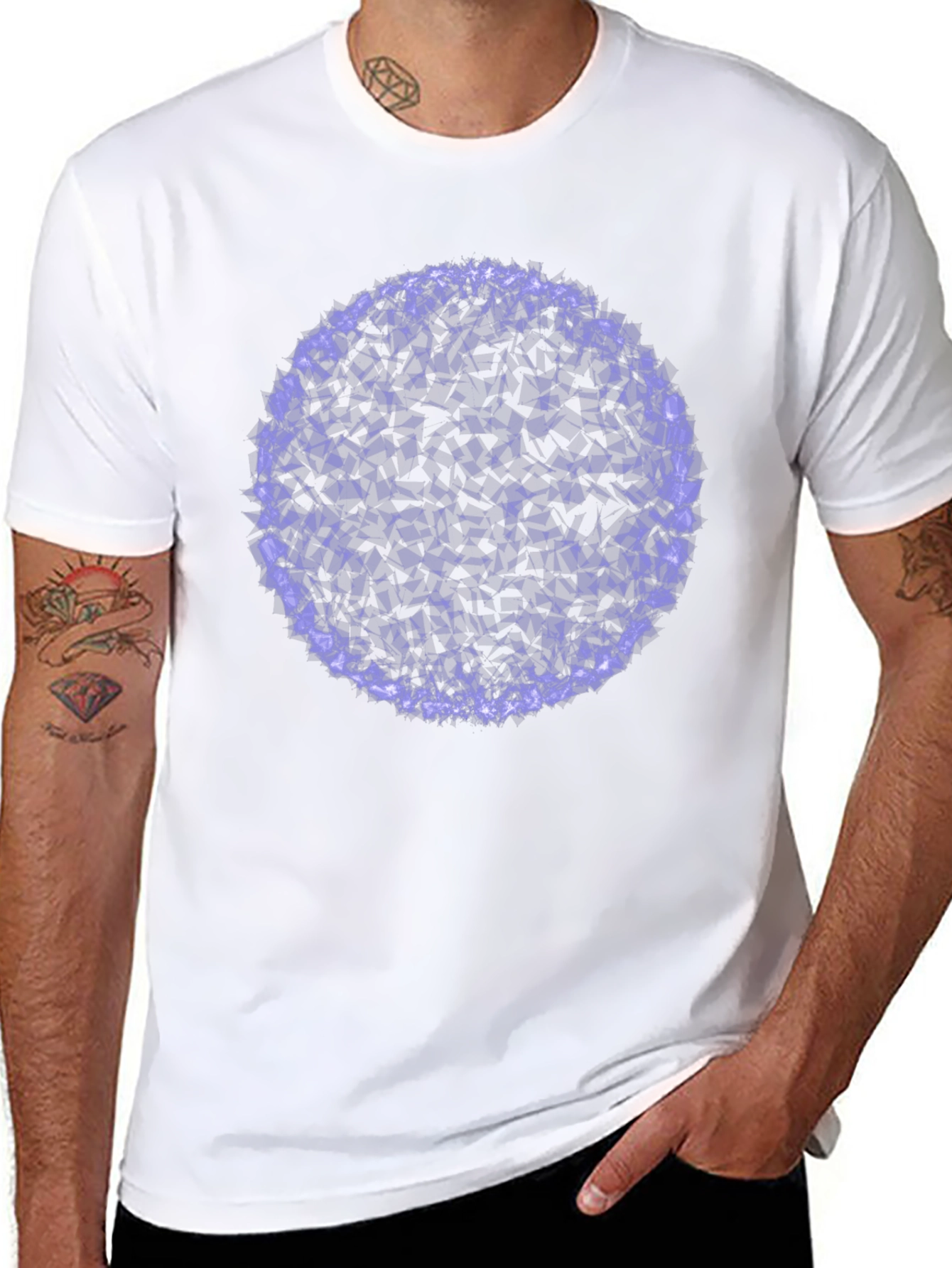 Abstract Purple Circle Graphic Black T-Shirt