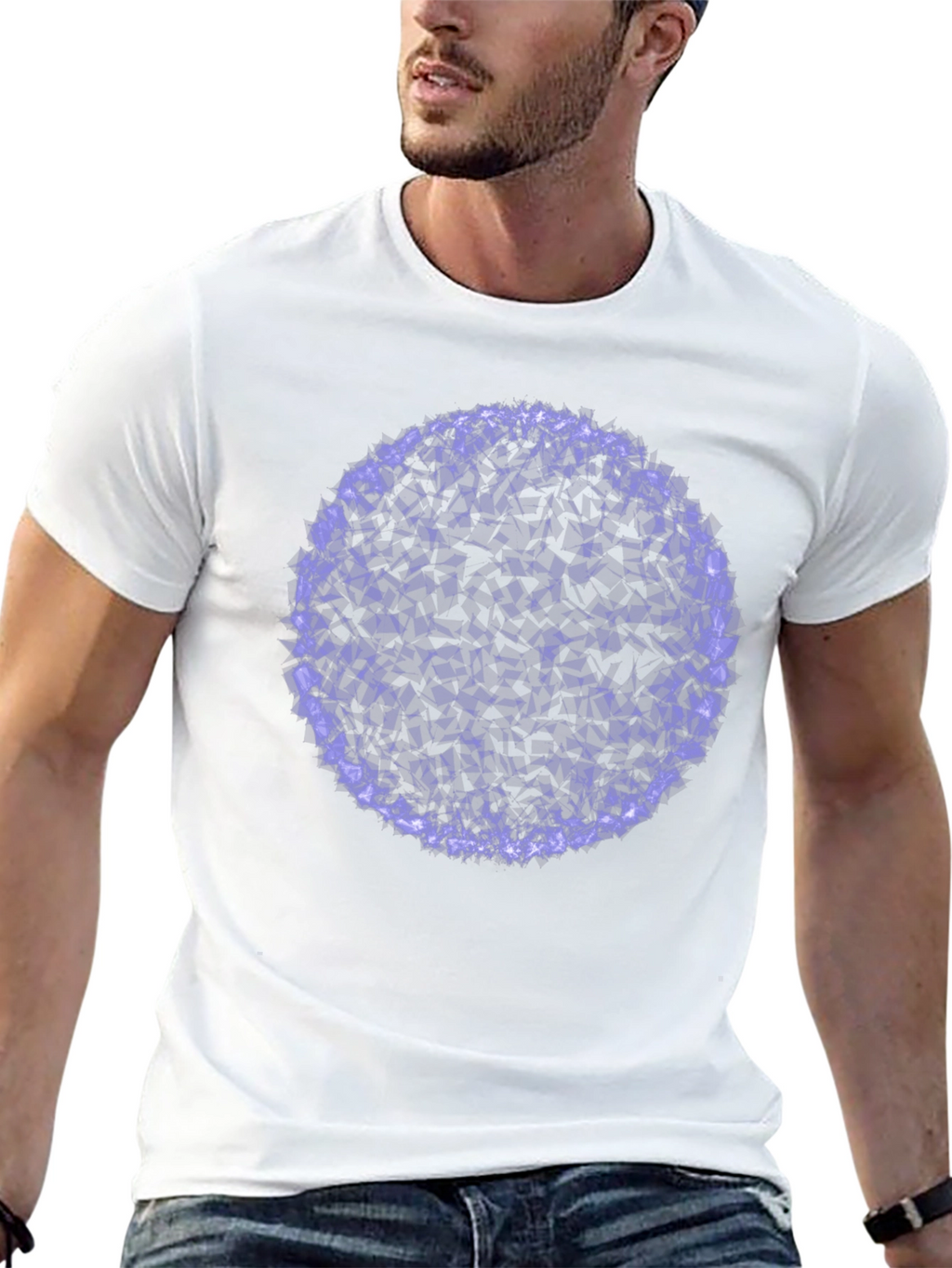 Abstract Purple Circle Graphic Black T-Shirt
