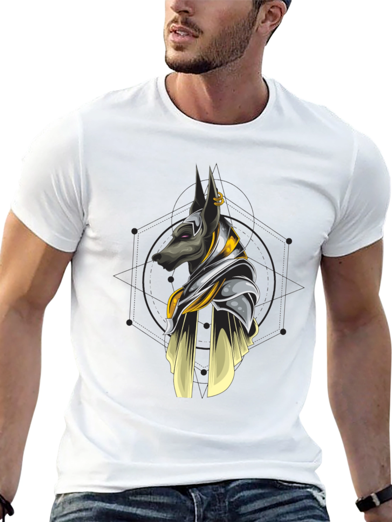 Anubis Graphic Print Black T-Shirt
