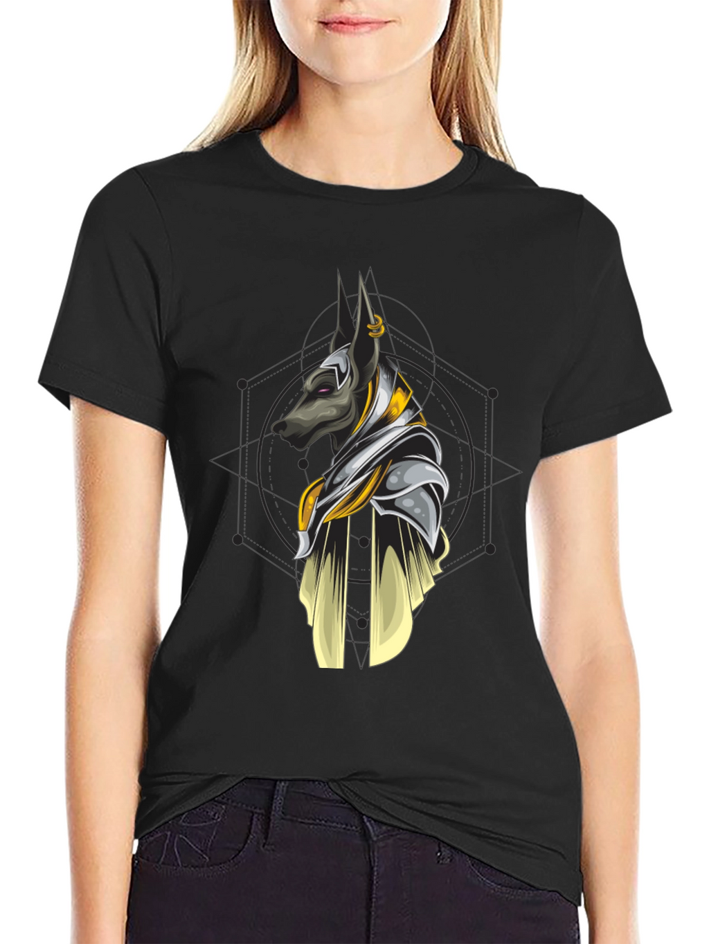 Anubis Graphic Print Black T-Shirt