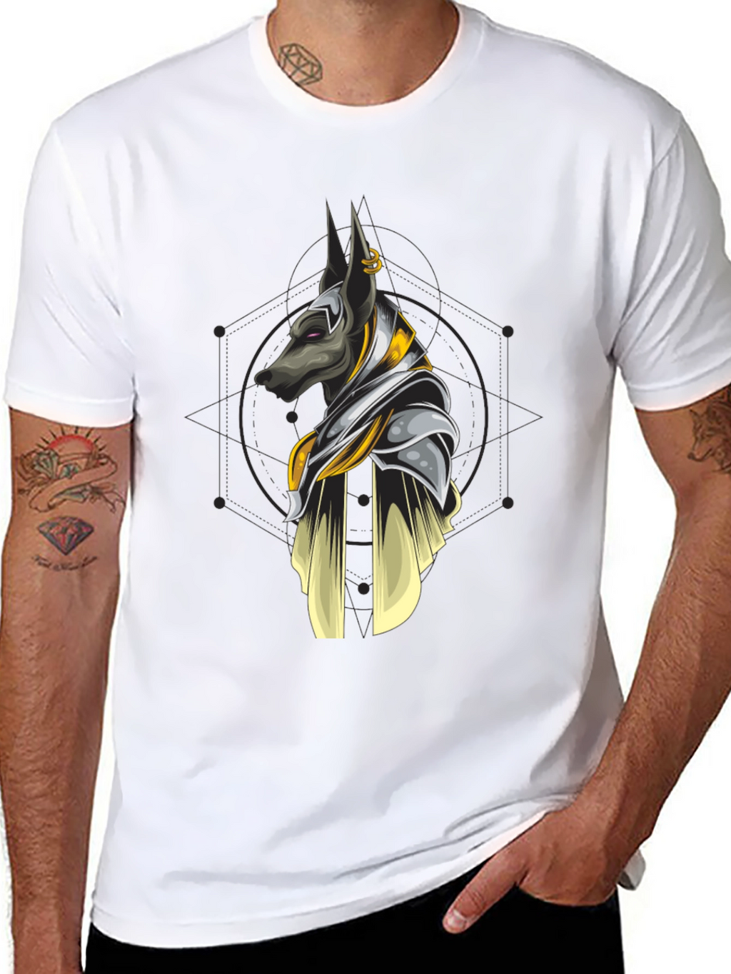 Anubis Graphic Print Black T-Shirt