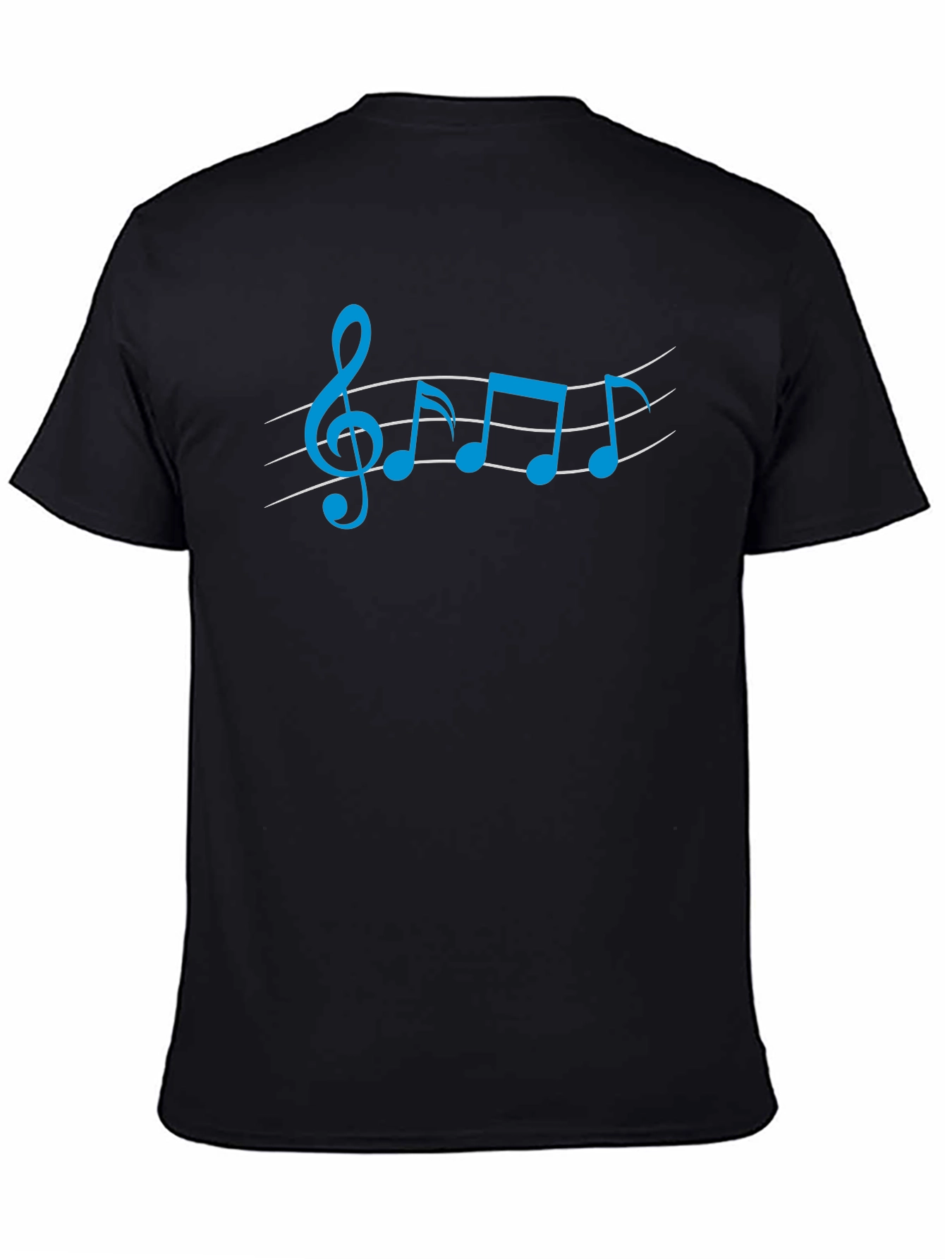 Musical Note Graphic Tee - Black Cotton Shirt
