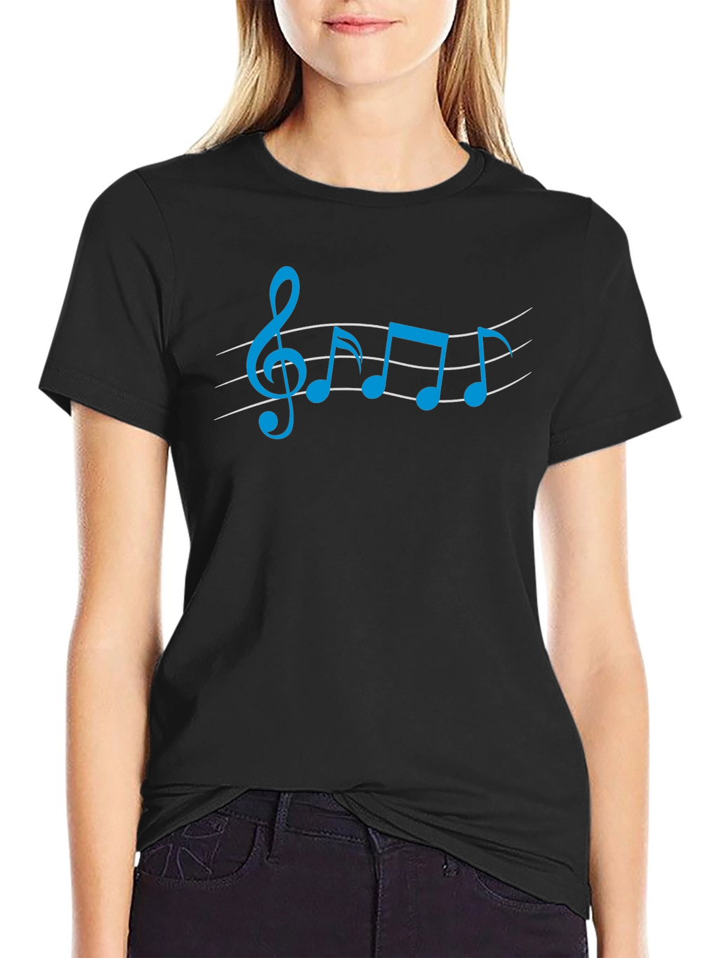 Musical Note Graphic Tee - Black Cotton Shirt
