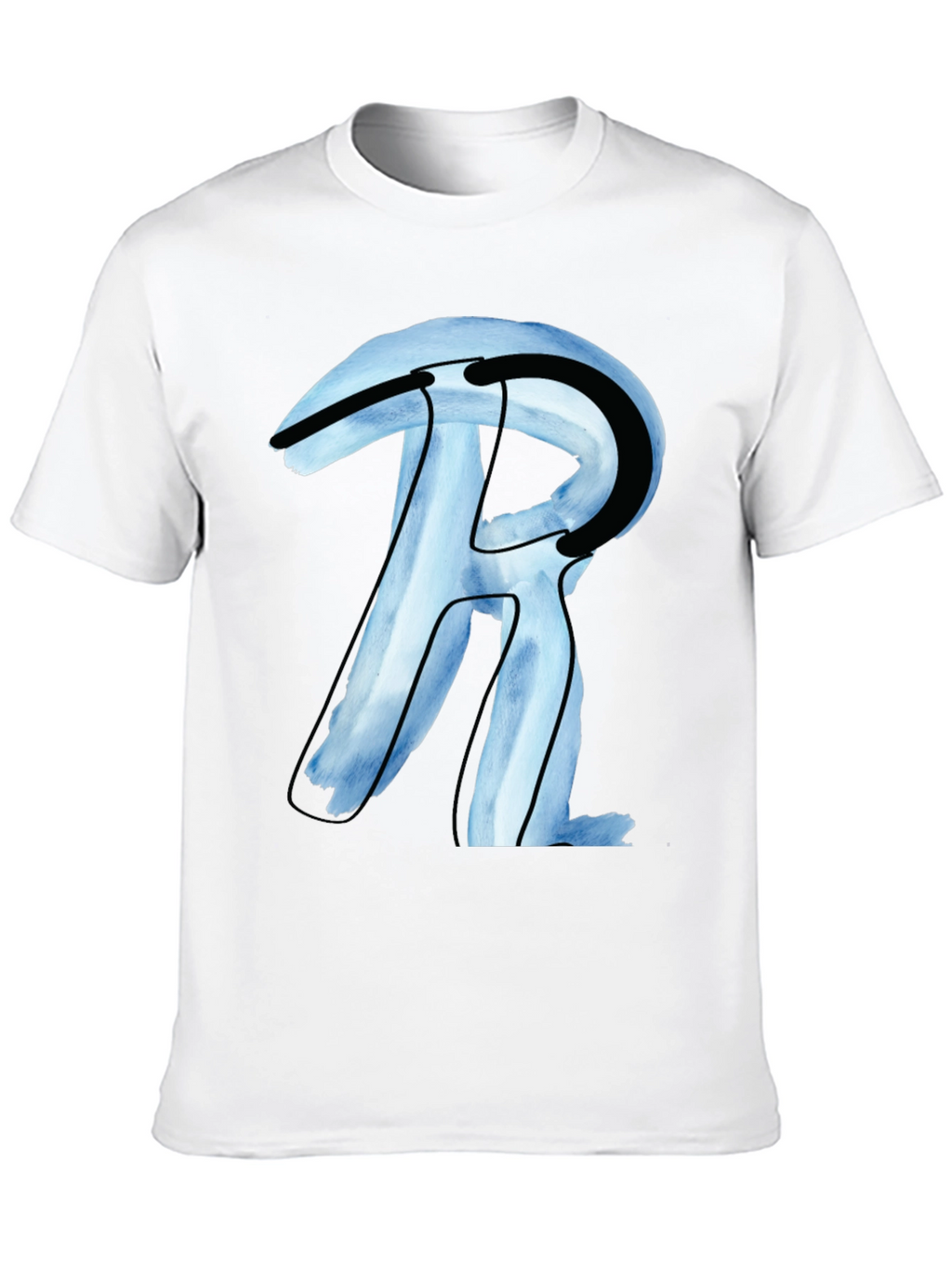Abstract R Letter Graphic Black T-Shirt