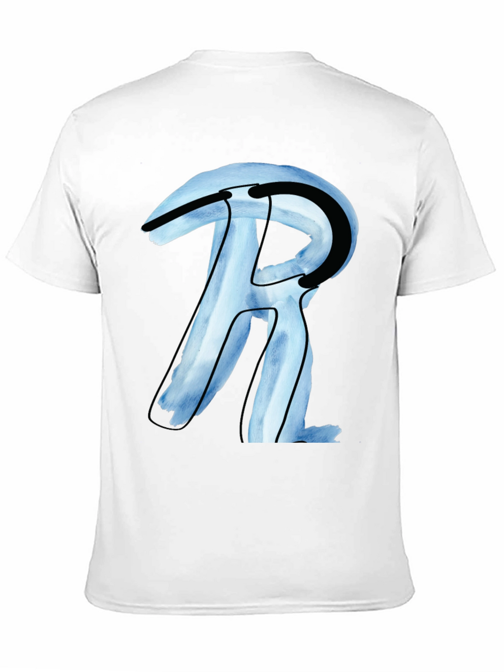Abstract R Letter Graphic Black T-Shirt