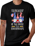 Patriotic Teacher Firecrackers Graphic Tee