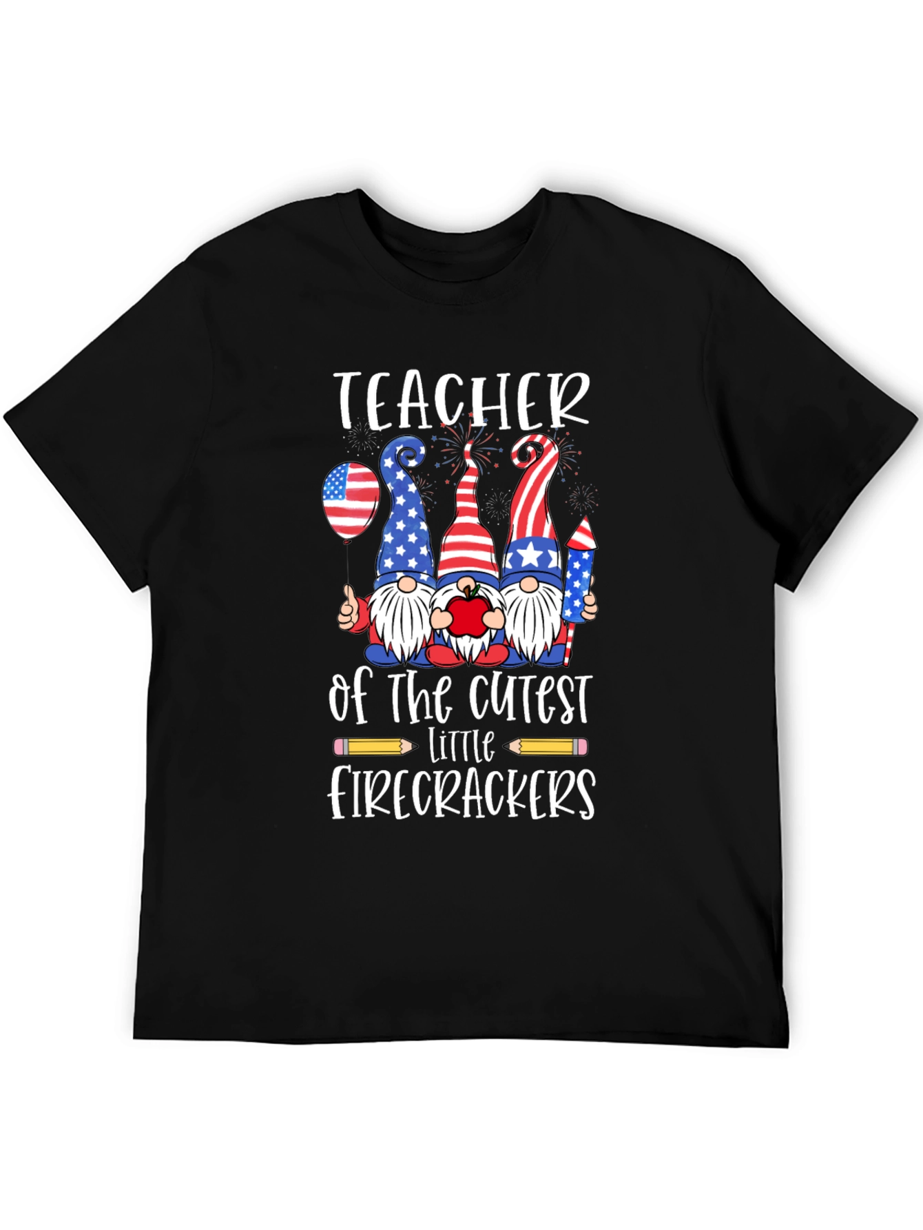 Patriotic Teacher Firecrackers Graphic Tee