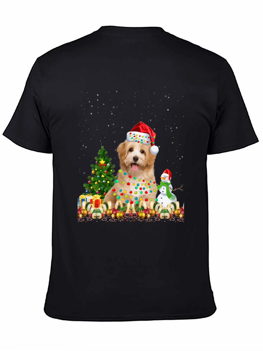 Christmas Dog T-Shirt - Santa Hat & Lights