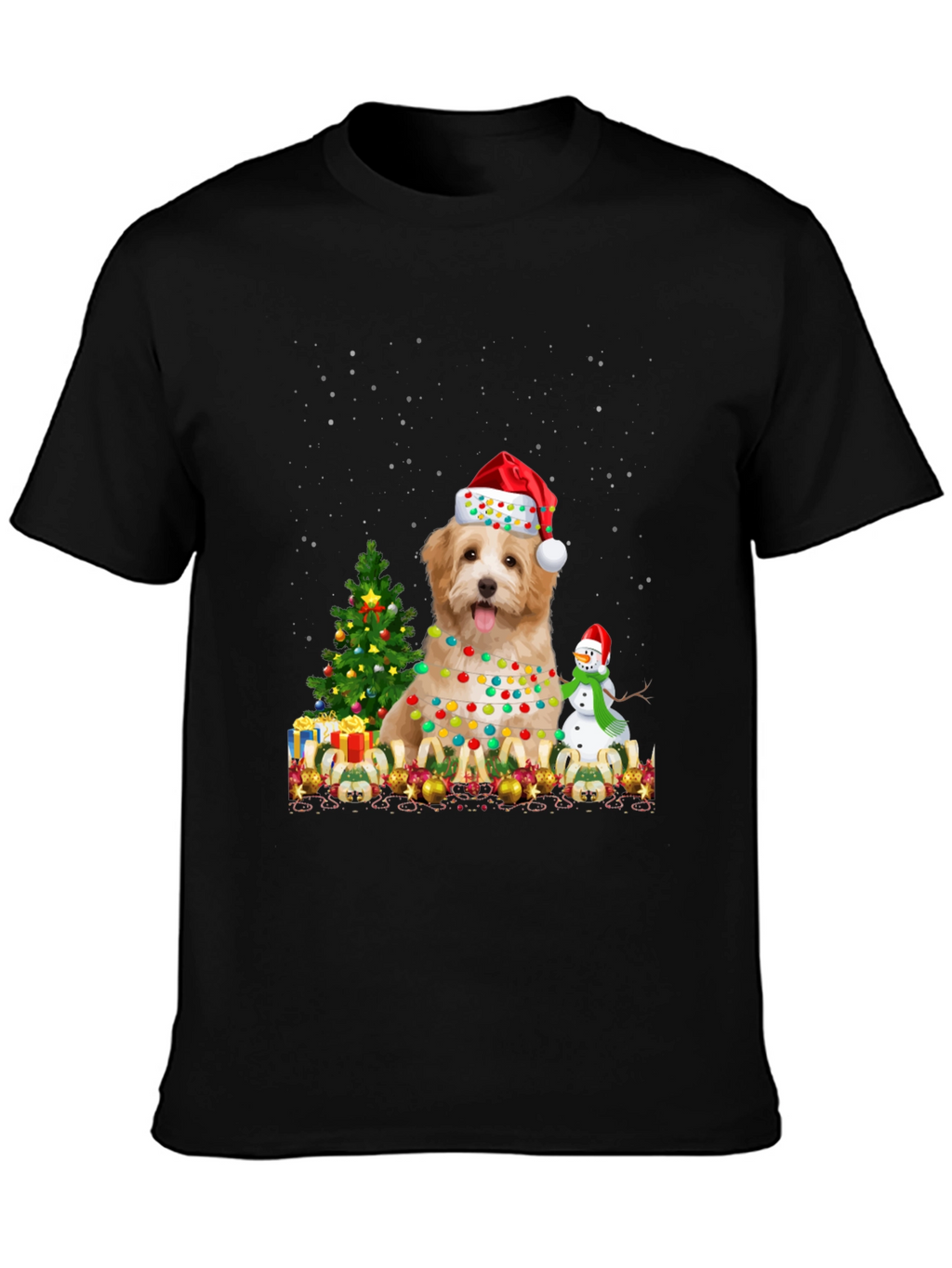 Christmas Dog T-Shirt - Santa Hat & Lights